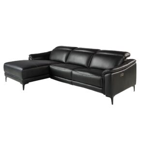 Sofá chaise longue relax izquierda piel negro Angel Cerdá