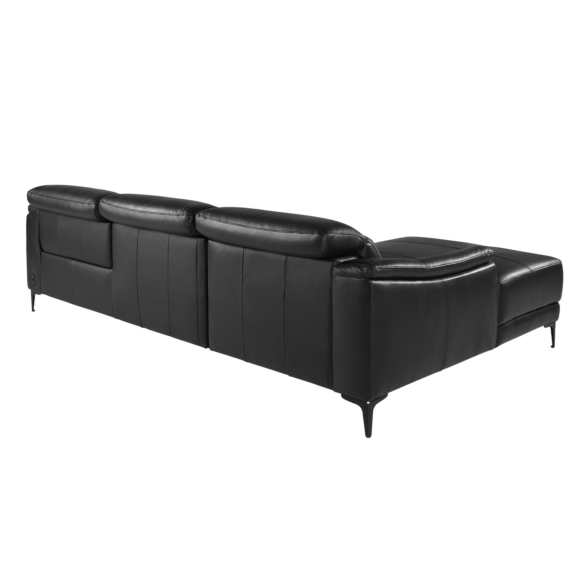 Sofá chaise longue relax izquierda piel negro - Imagen 8
