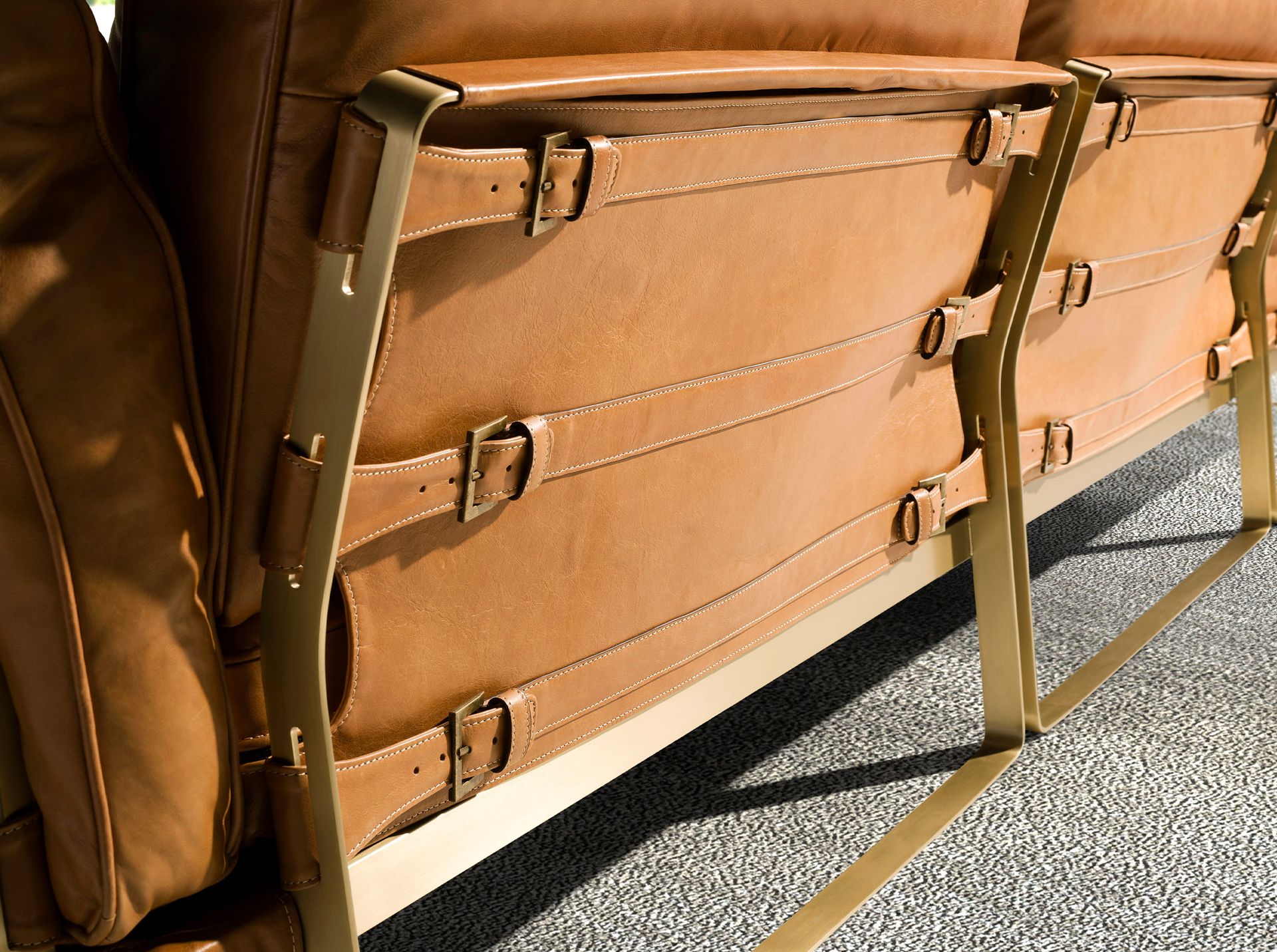 Sofá chaise longue izquierda piel camel - Imagen 7