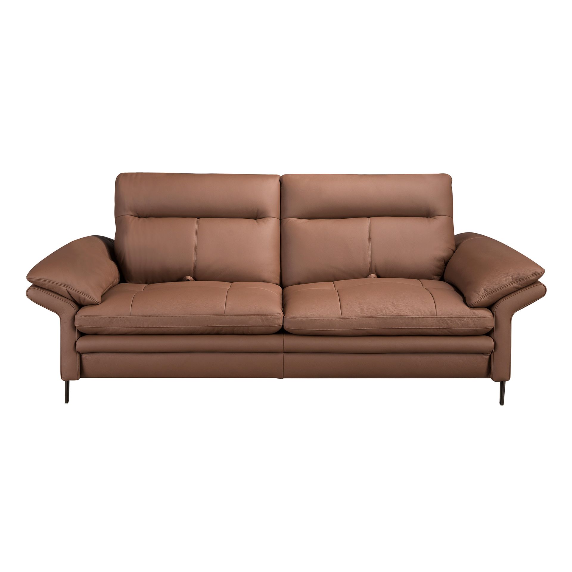 Sofá 3 plazas piel marrón - Imagen 2