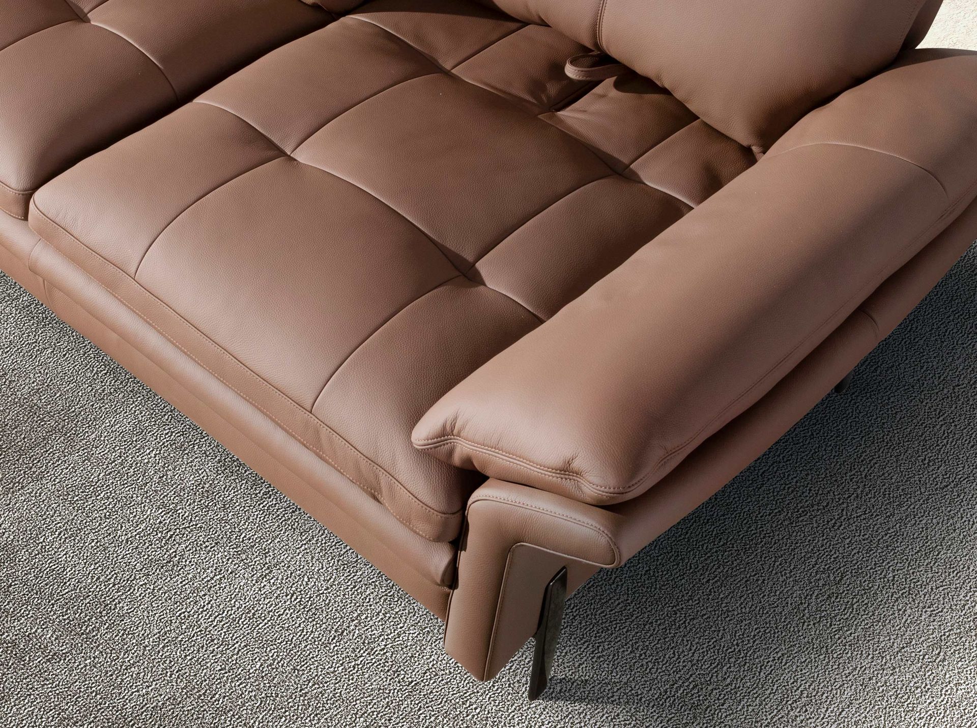 Sofá 3 plazas piel marrón - Imagen 7