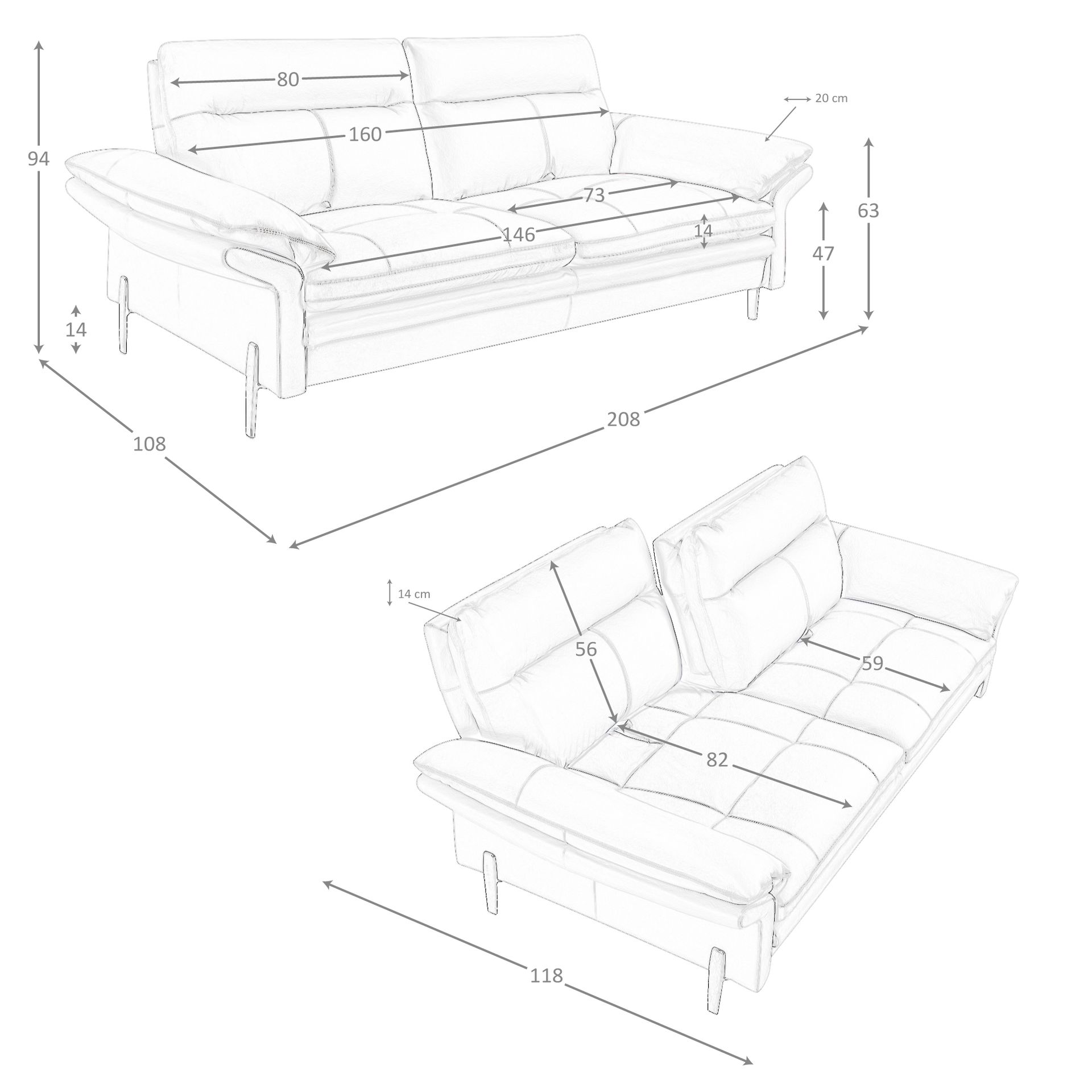 Sofá 3 plazas piel marrón - Imagen 9