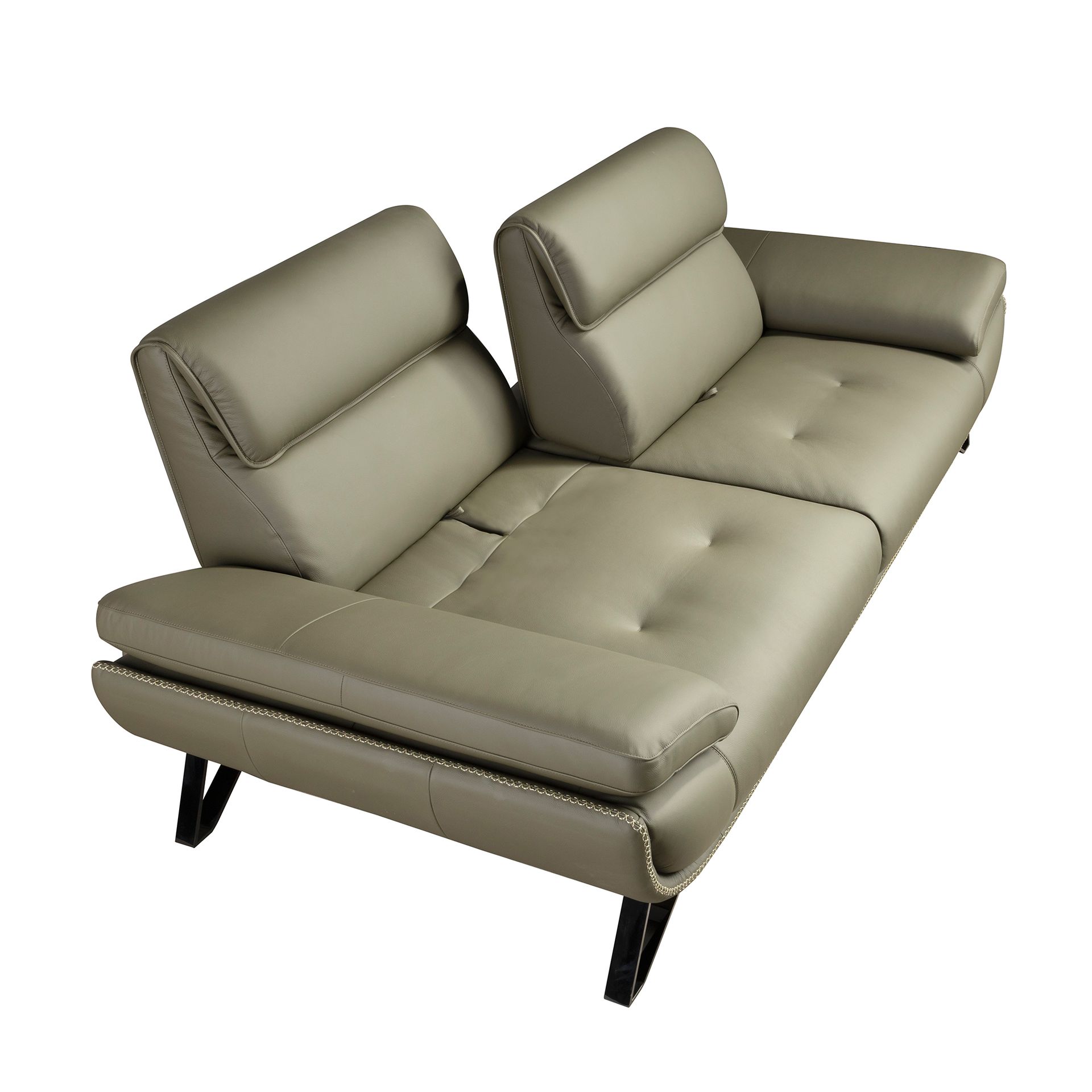 Sofá 3 plazas piel verde oliva - Imagen 6