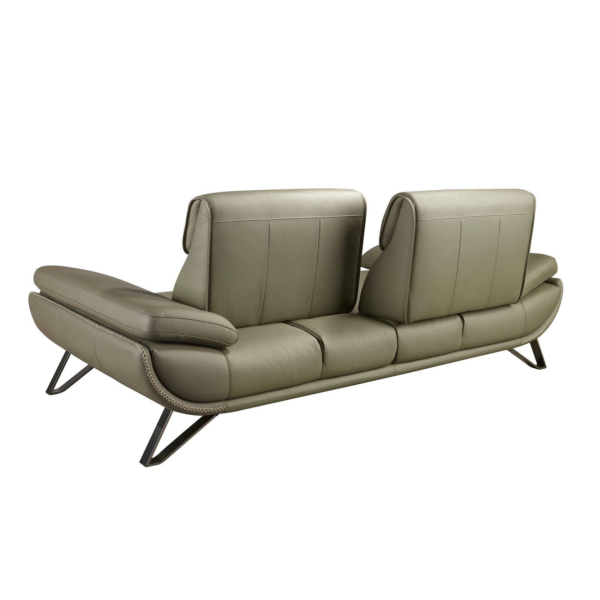 Sofá 3 plazas piel verde oliva - Imagen 8