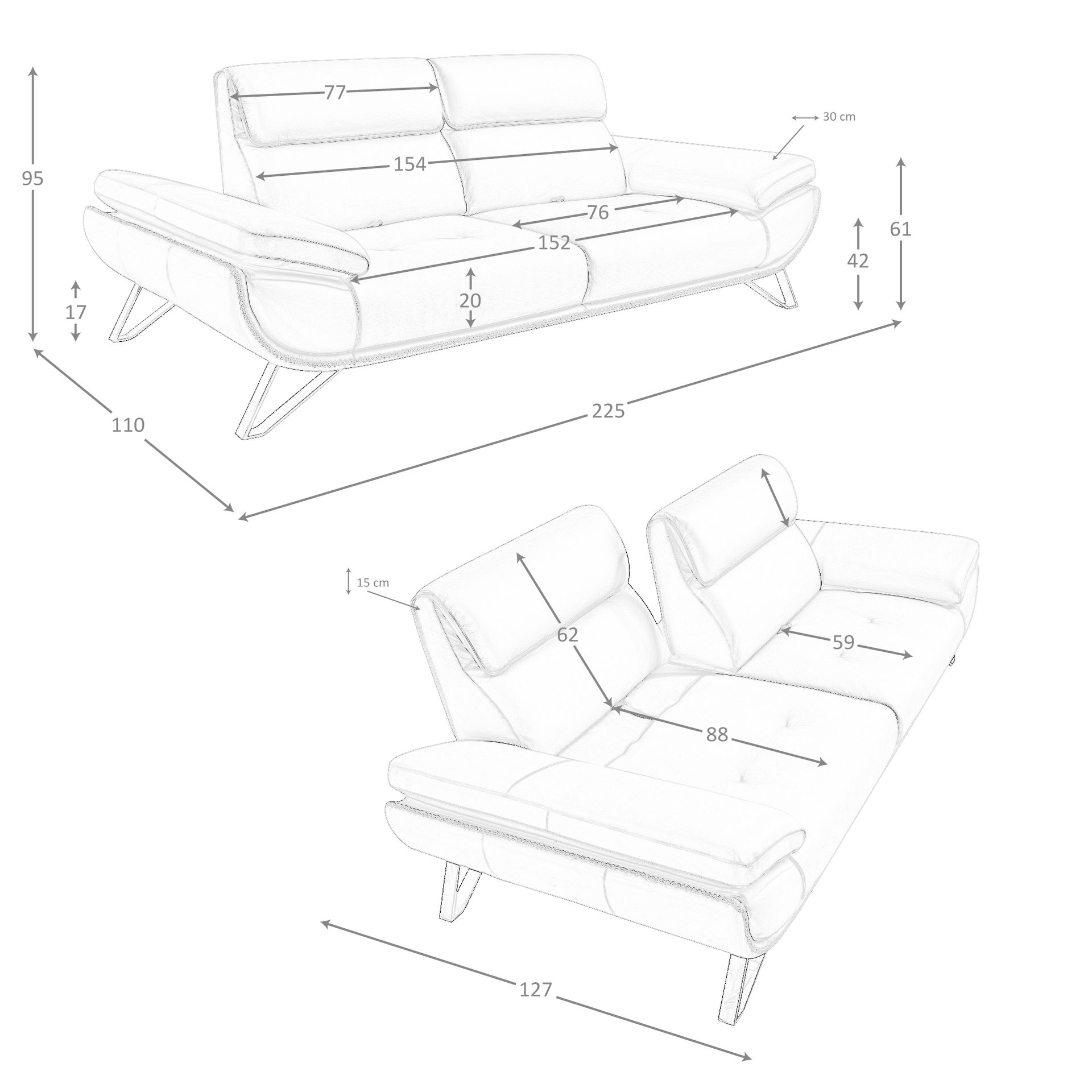 Sofá 3 plazas piel verde oliva - Imagen 9