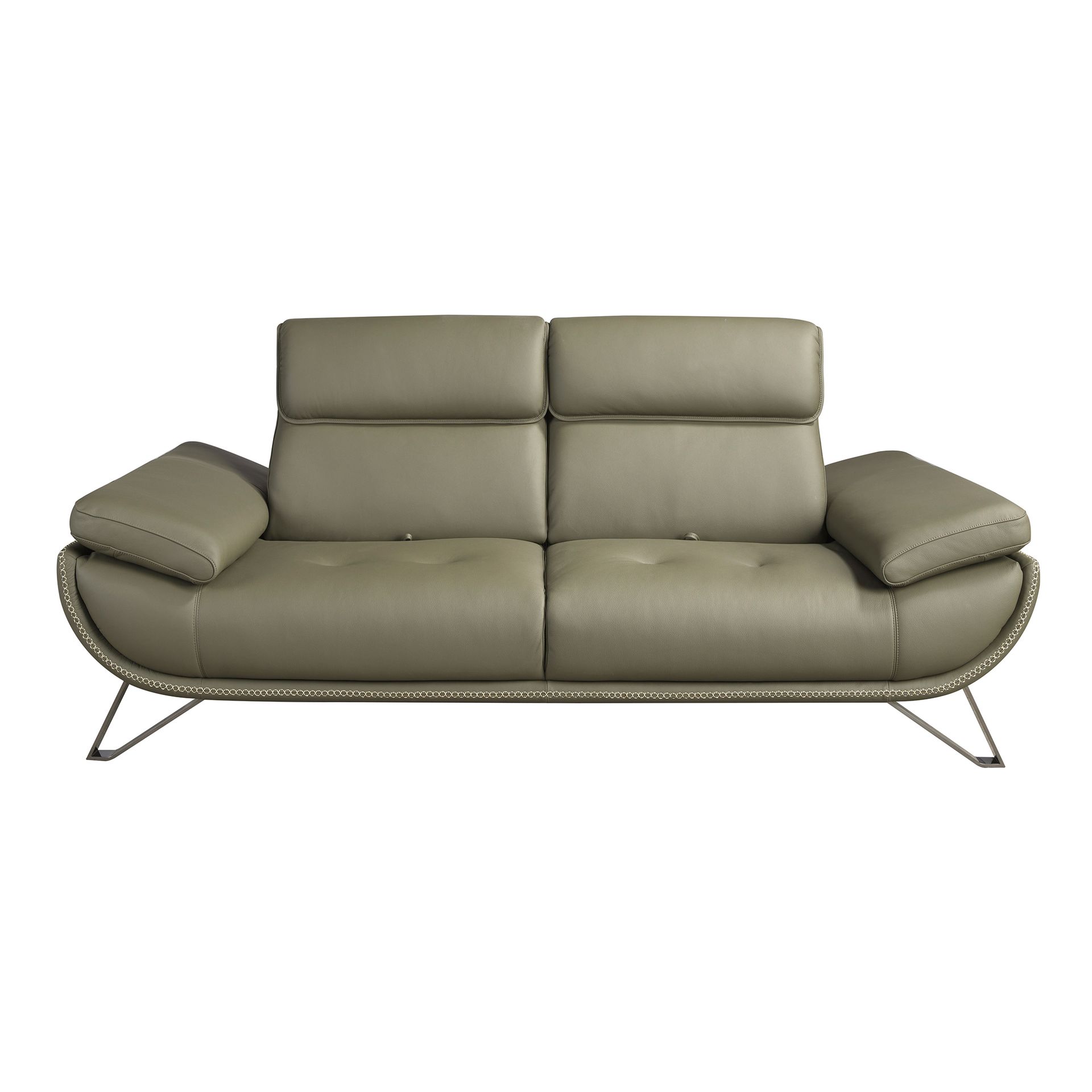 Sofá 2 plazas piel verde oliva - Imagen 2