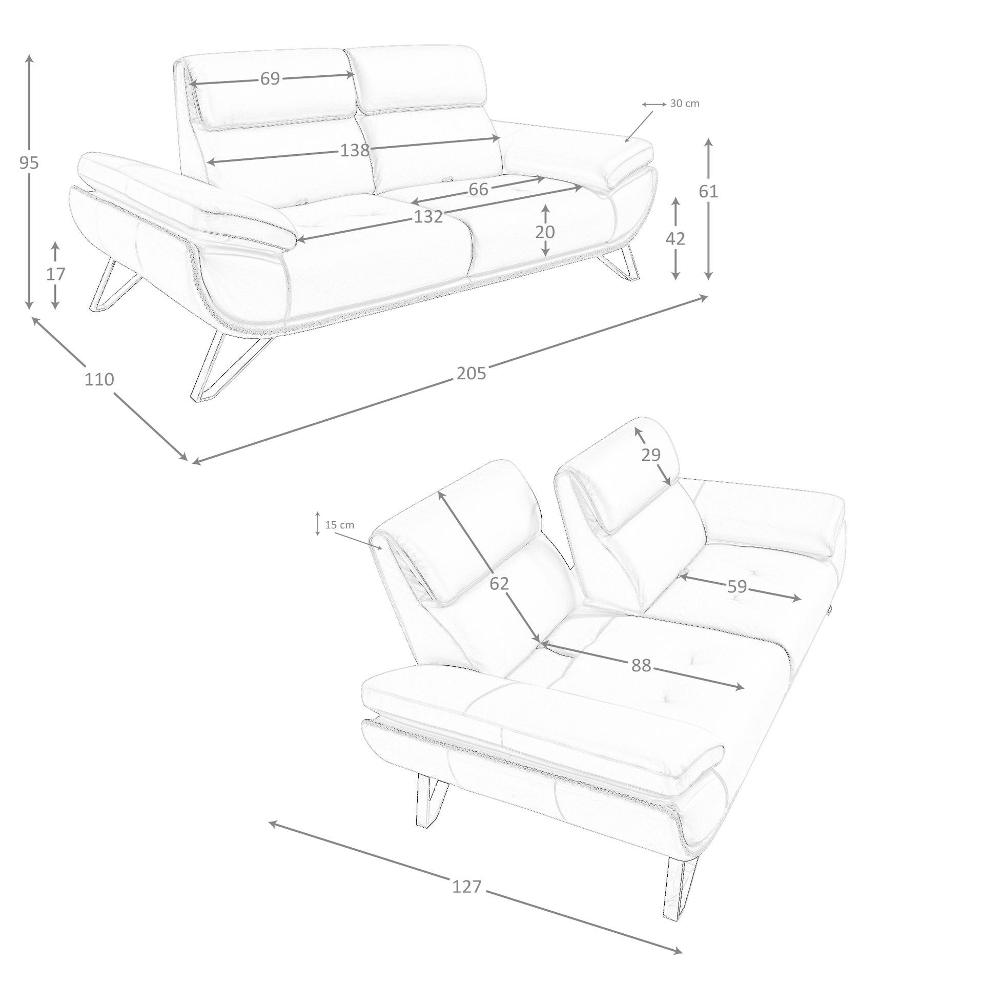 Sofá 2 plazas piel verde oliva - Imagen 9