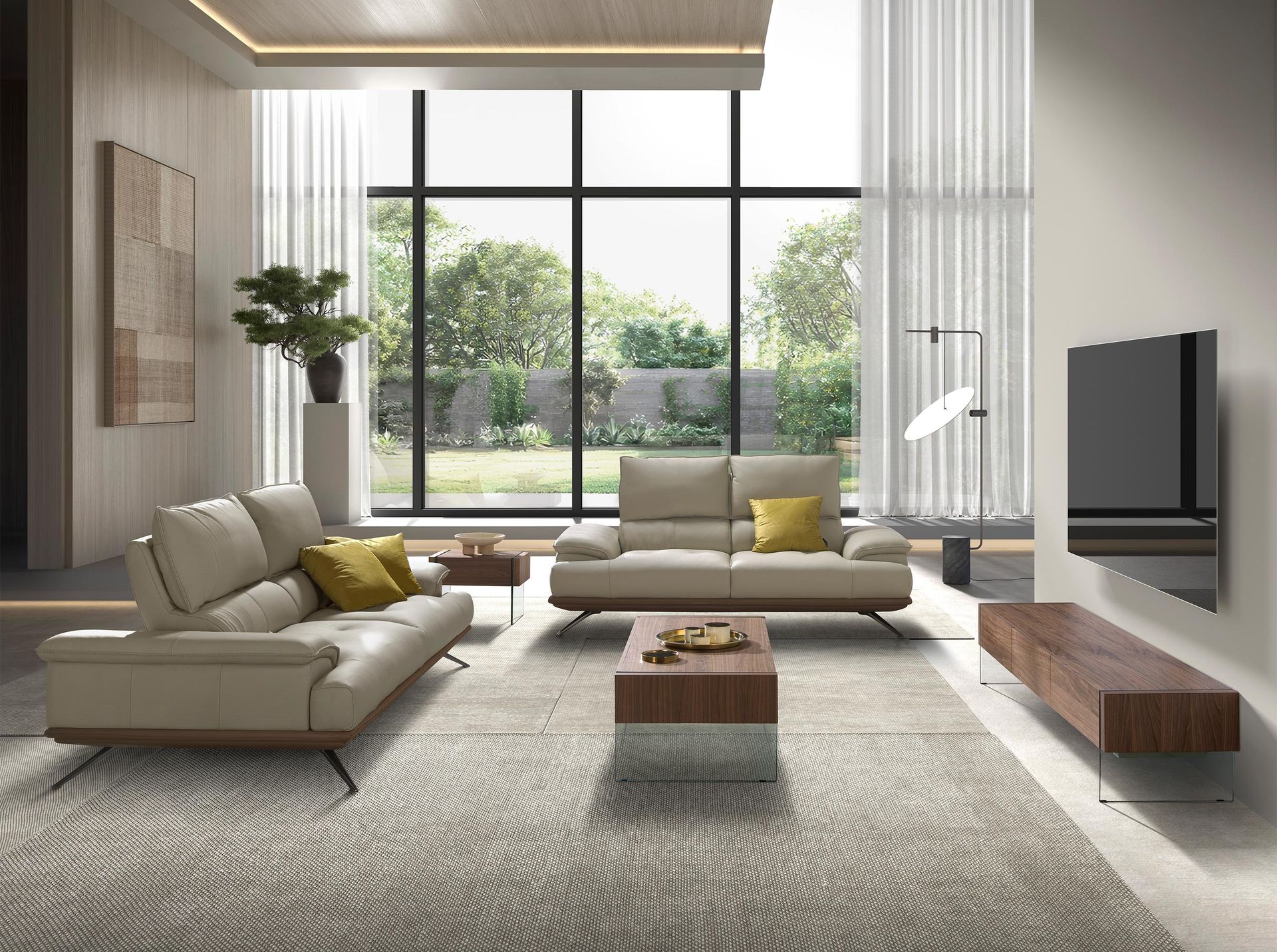 Sofá 2 plazas piel gris taupe - Imagen 4