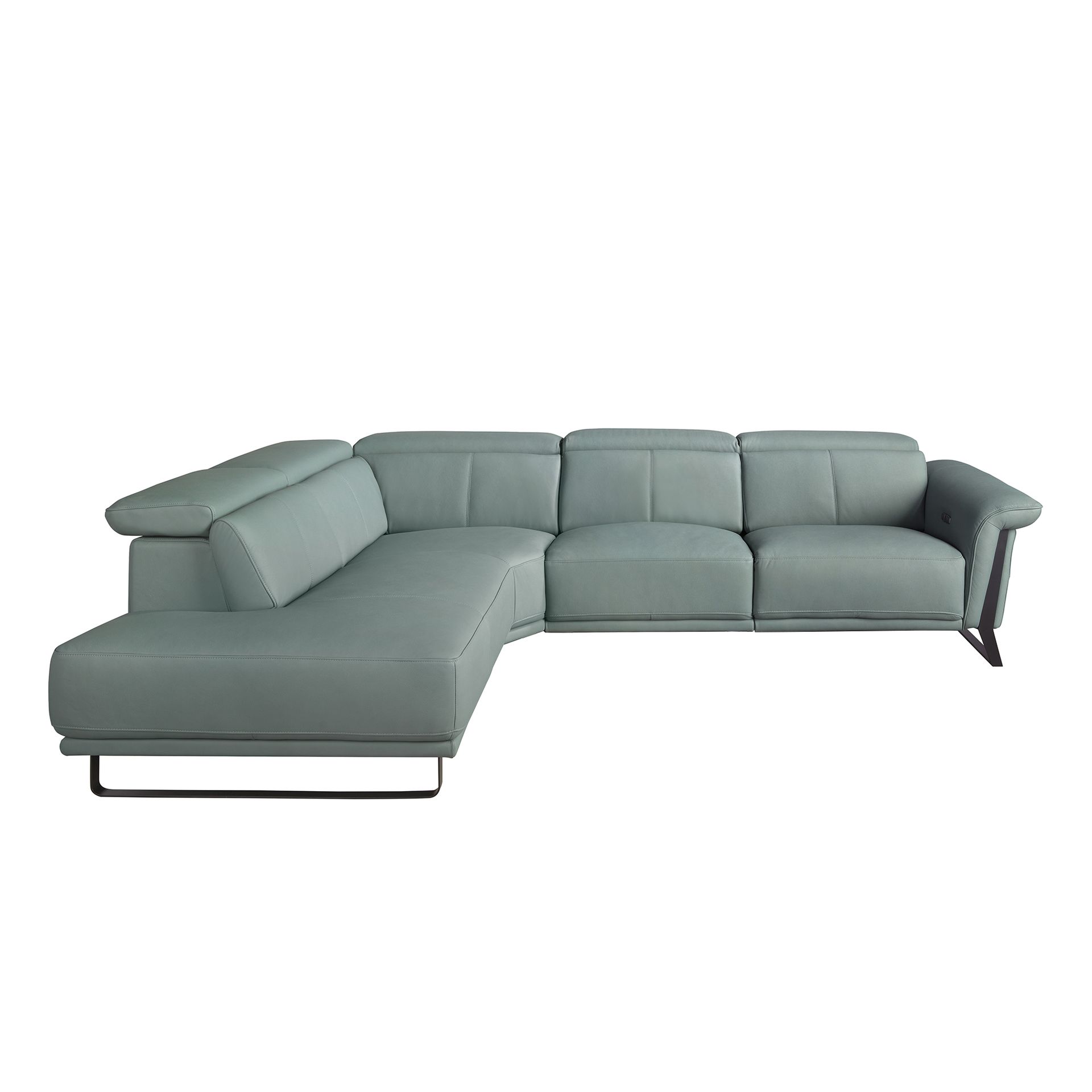 Sofá chaise longue relax izquierda piel verde turquesa - Imagen 2