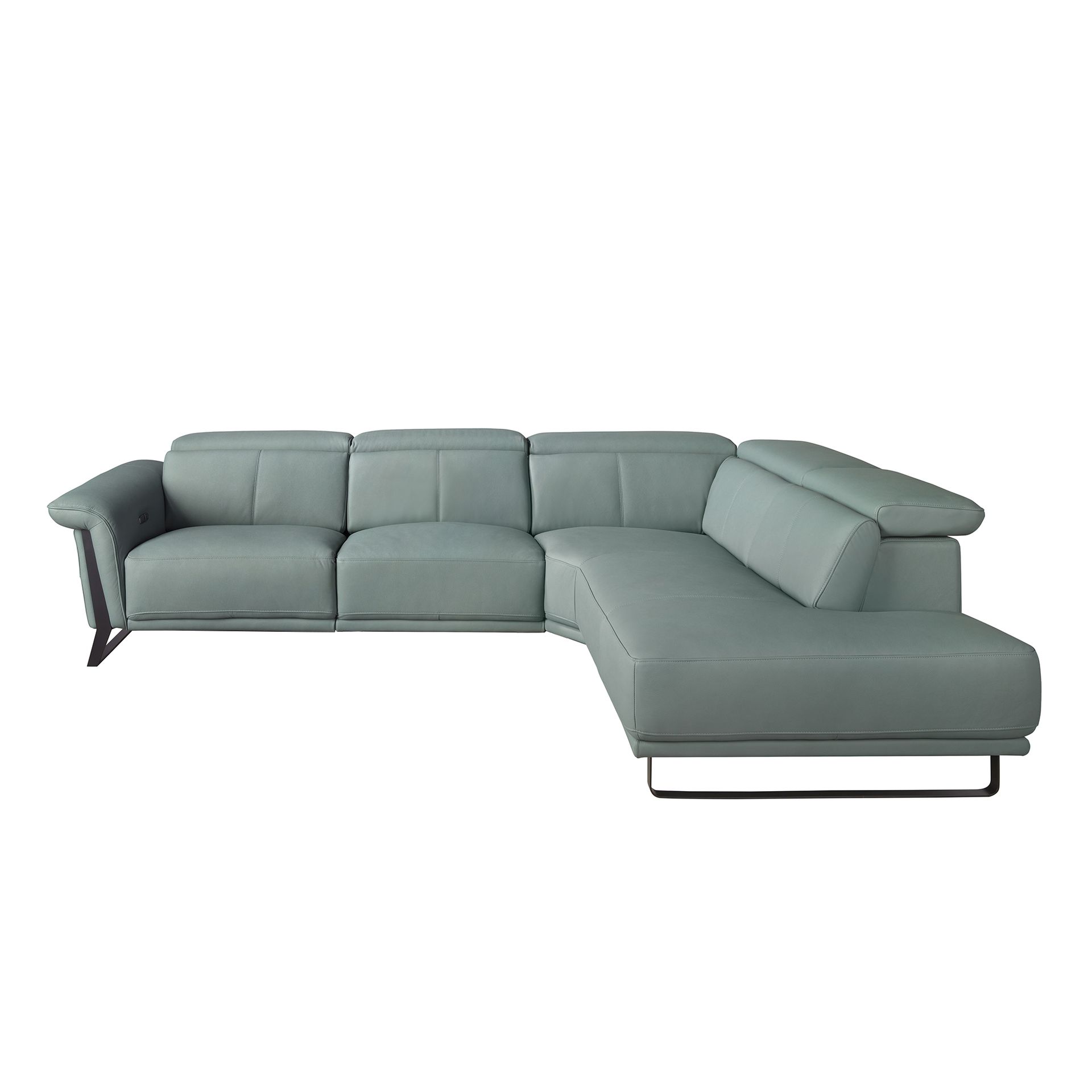 Sofá chaise longue relax derecha piel verde turquesa - Imagen 2