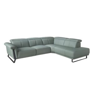 Sofá chaise longue relax derecha piel verde turquesa Angel Cerdá