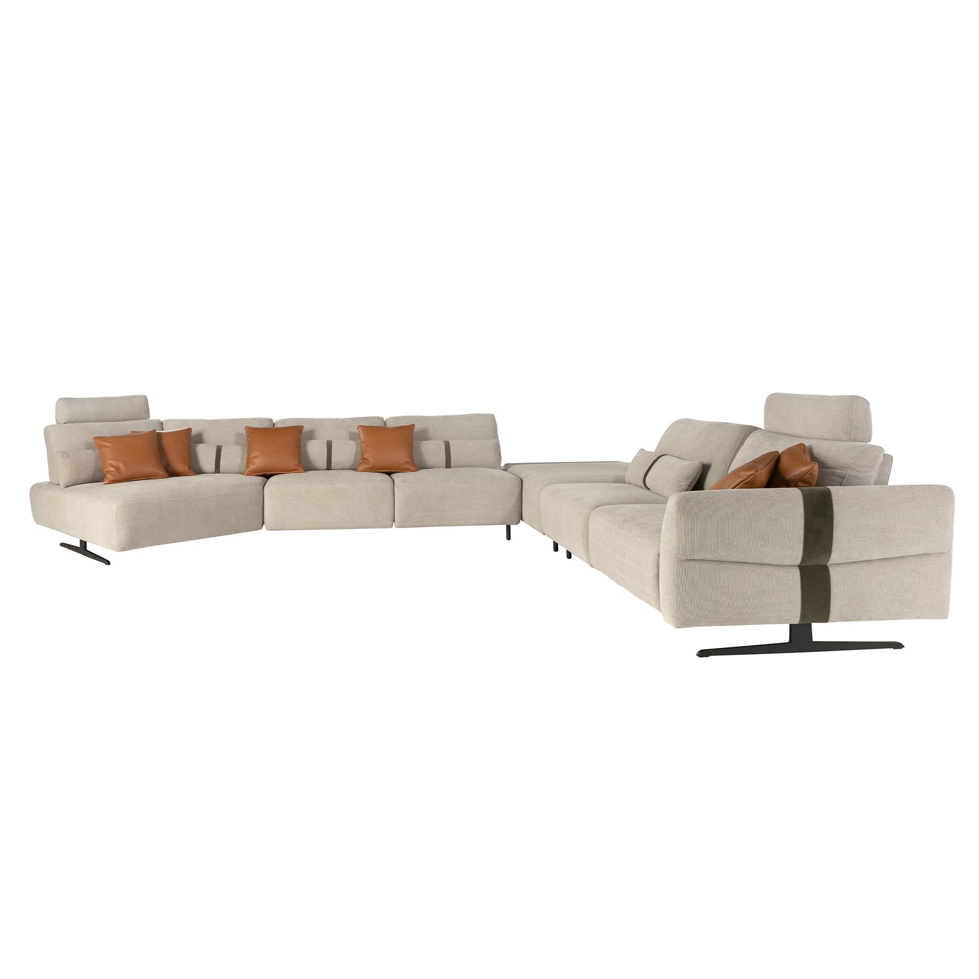 Sofá chaise longue relax modular derecho tela arena - Imagen 2