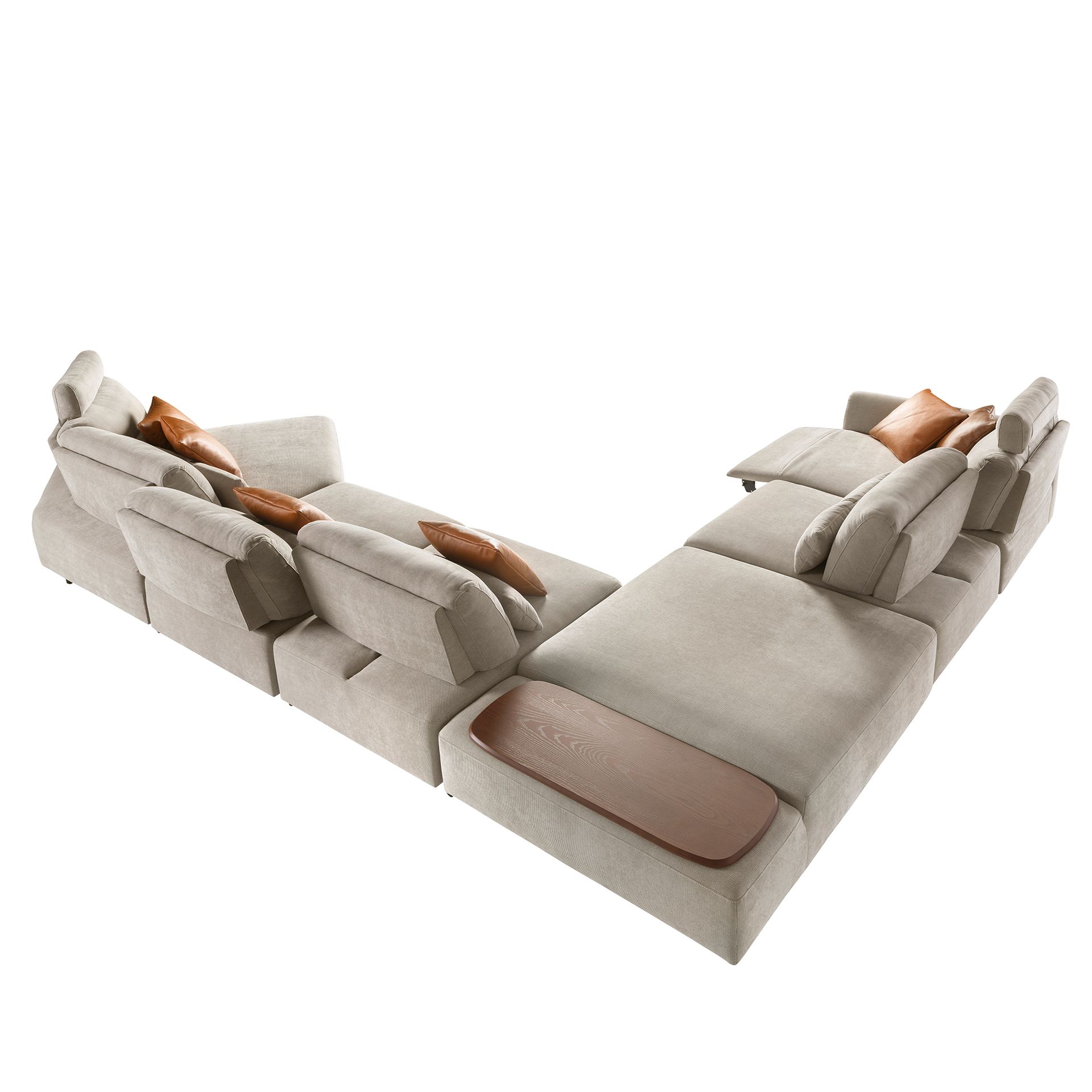 Sofá chaise longue relax modular derecho tela arena - Imagen 5