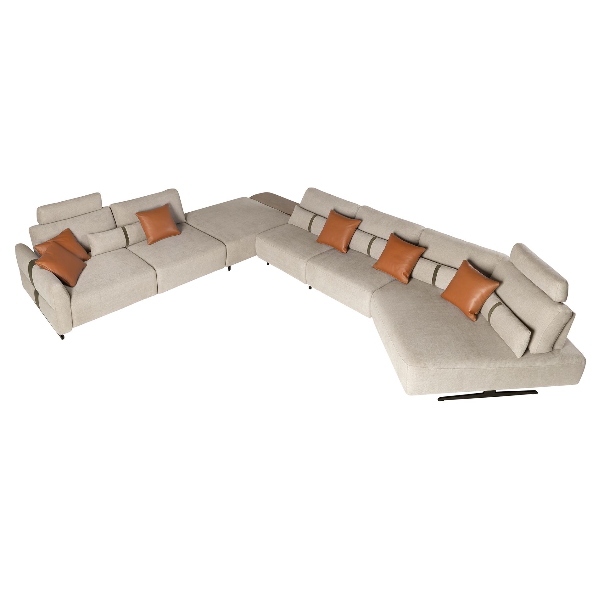 Sofá chaise longue relax modular derecho tela arena - Imagen 6