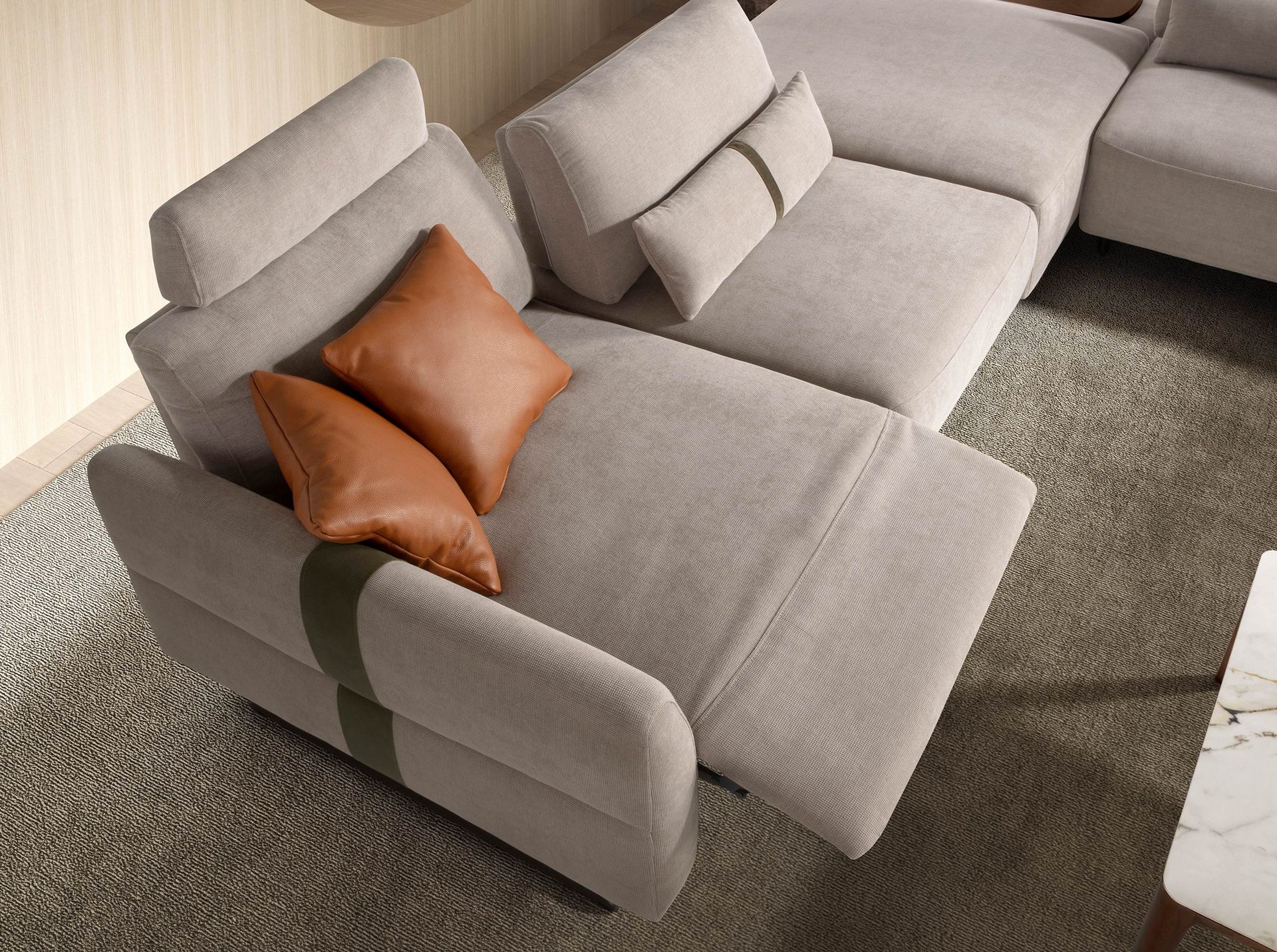 Sofá chaise longue relax modular izquierdo tela arena - Imagen 7