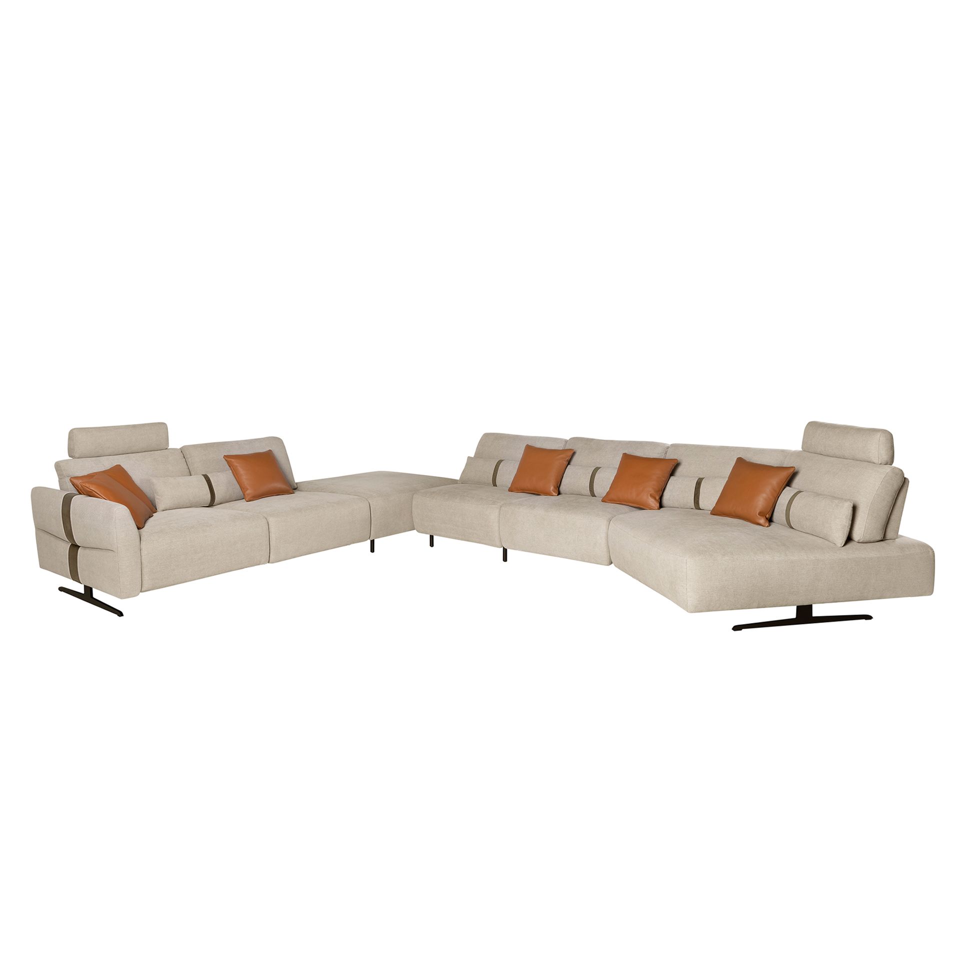 Sofá chaise longue relax modular izquierdo tela arena Angel Cerdá