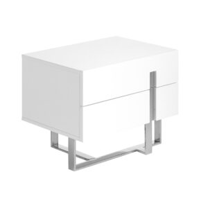 Mesita de noche madera blanco y acero cromado Angel Cerdá