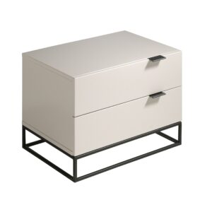 Mesita de noche madera gris y acero negro Angel Cerdá