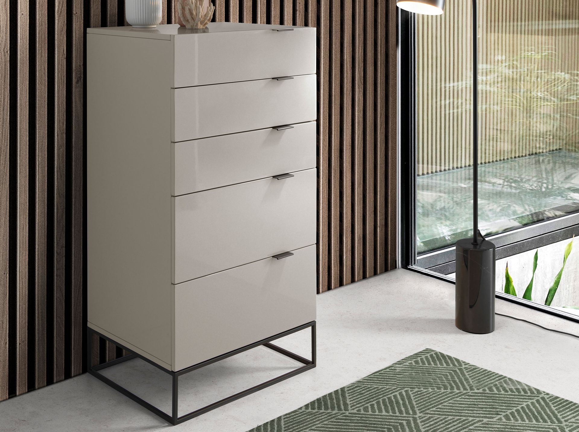 Chifonier madera gris y acero negro - Imagen 3