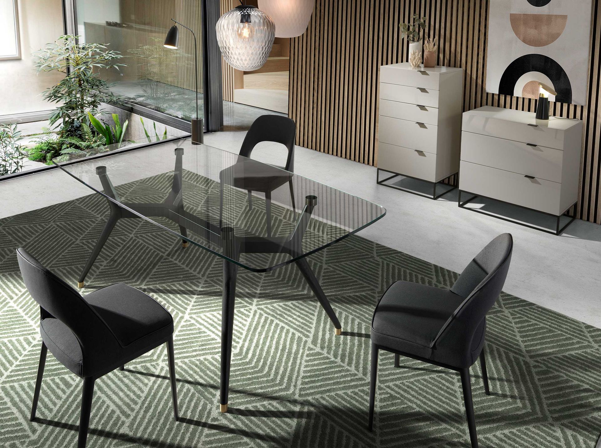 Chifonier madera gris y acero negro - Imagen 4