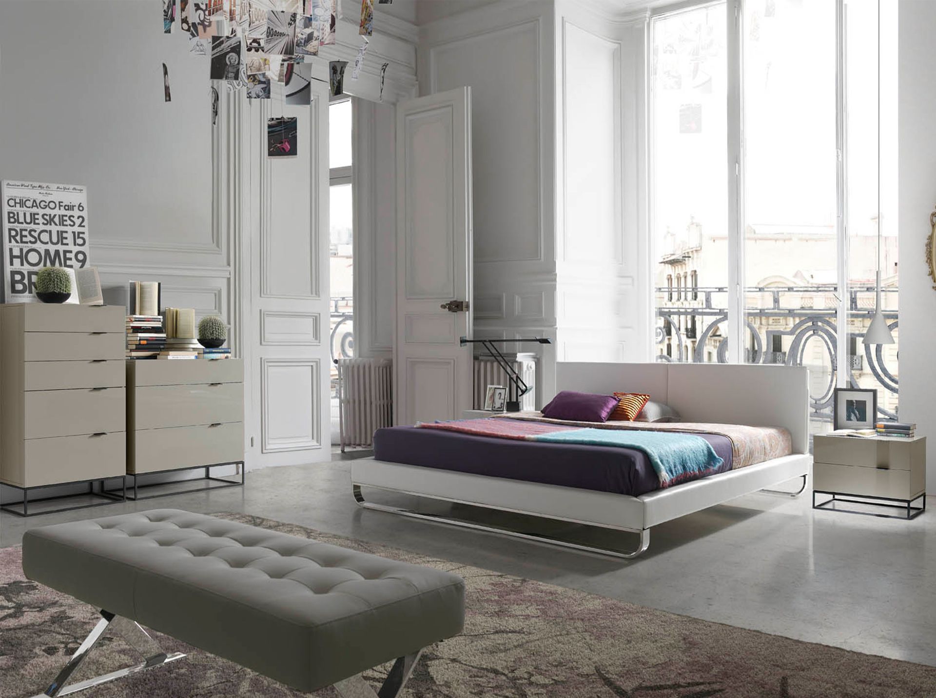 Chifonier madera gris y acero negro - Imagen 6