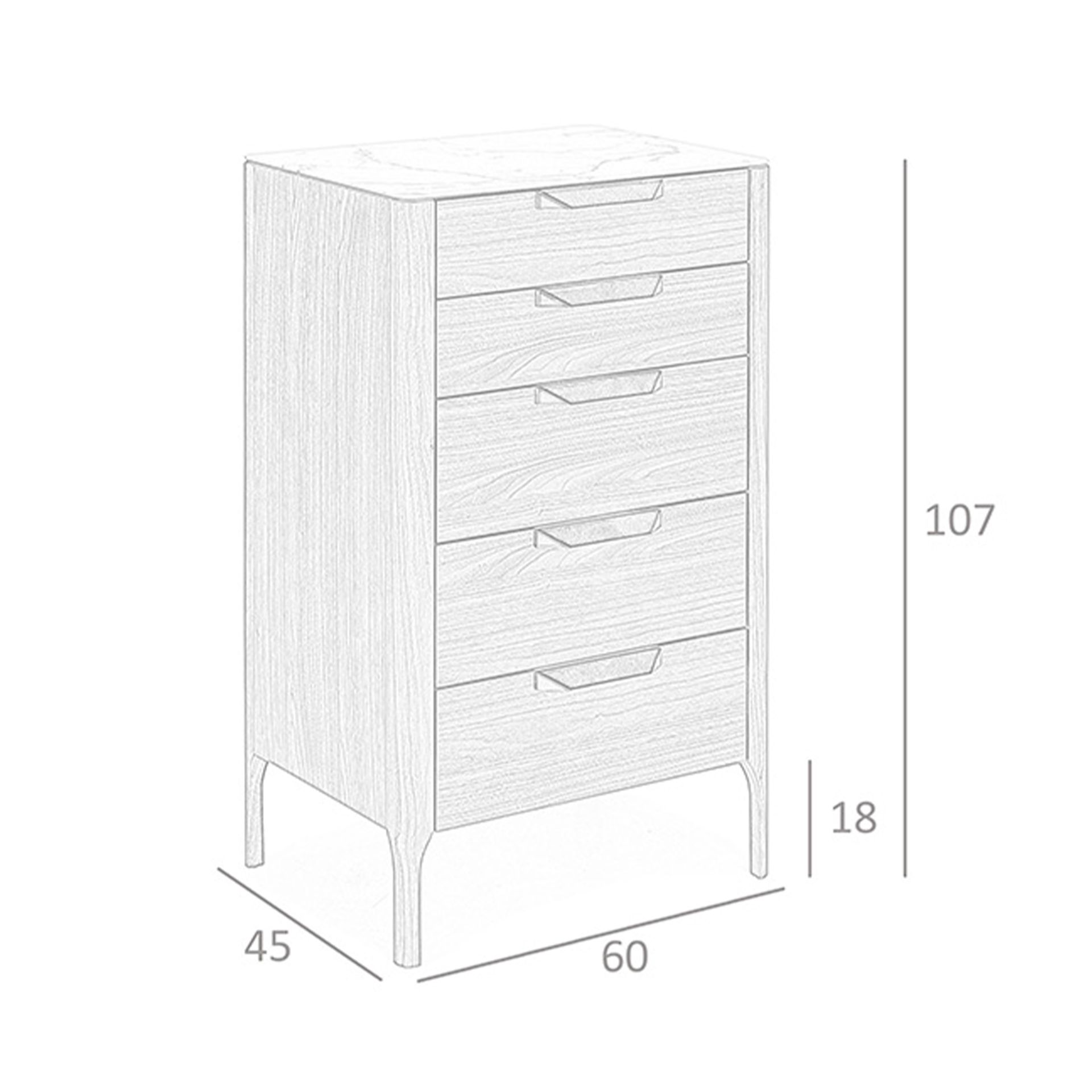 Chifonier nogal con tapa de cristal imitación mármol - Imagen 8