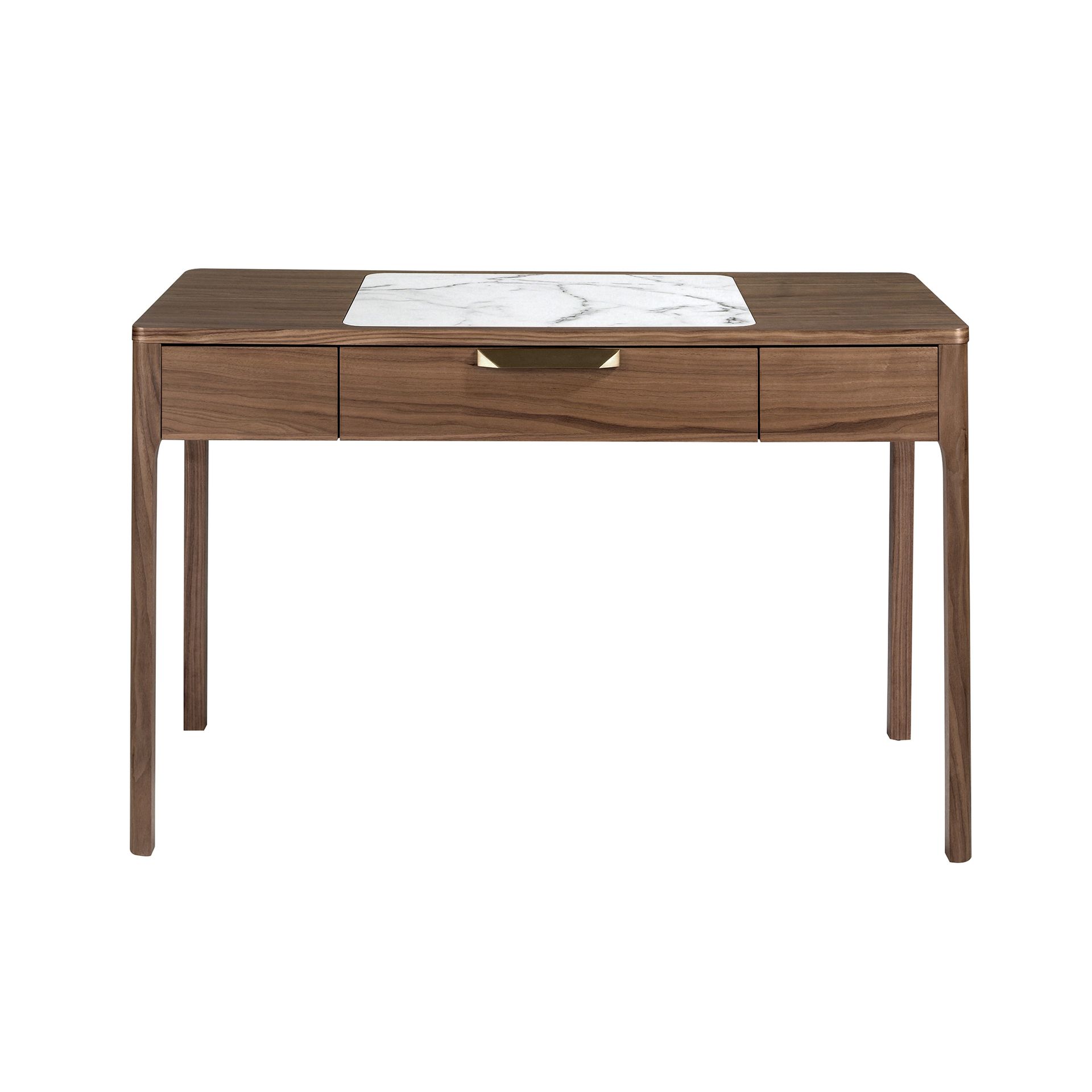 Escritorio tocador nogal con tapa de cristal imitación mármol - Imagen 2