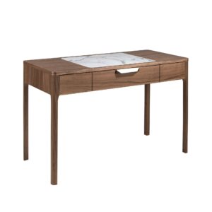 Escritorio tocador nogal con tapa de cristal imitación mármol Angel Cerdá