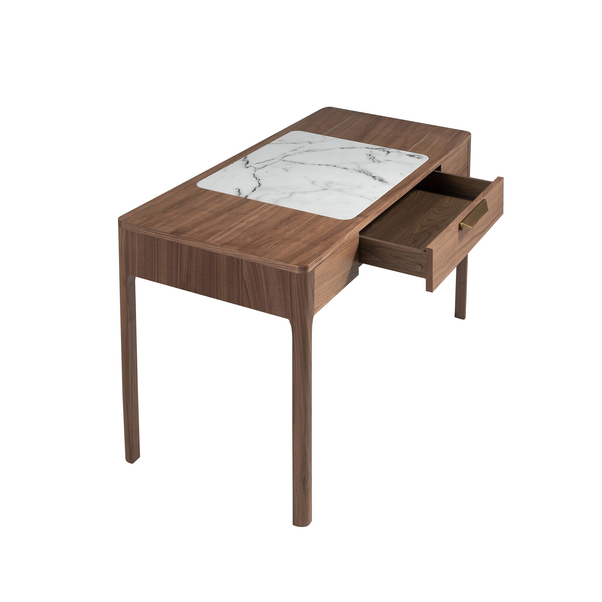 Escritorio tocador nogal con tapa de cristal imitación mármol - Imagen 8