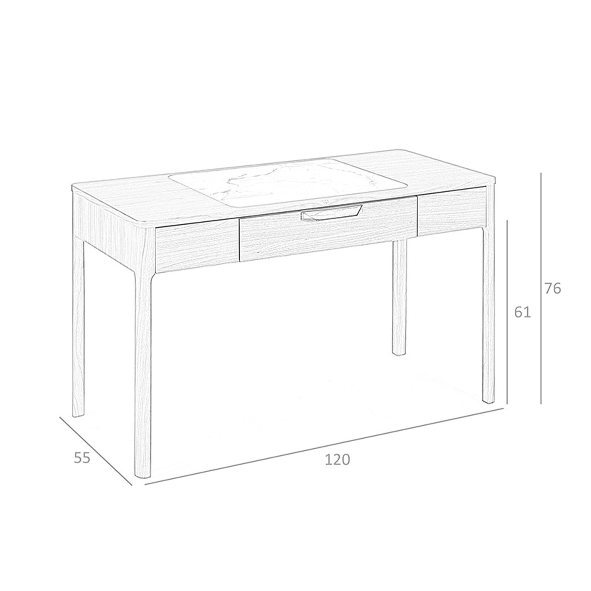 Escritorio tocador nogal con tapa de cristal imitación mármol - Imagen 9