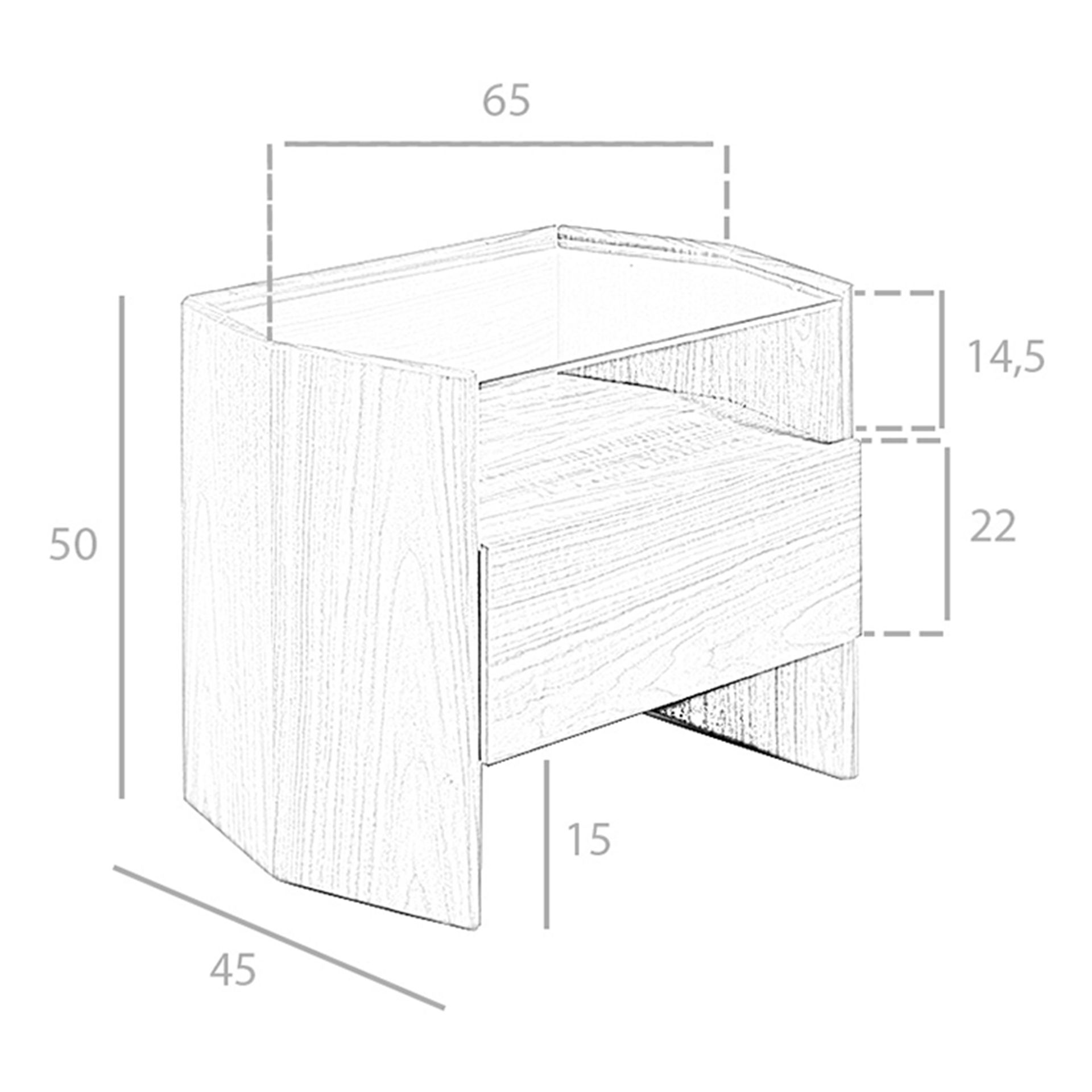 Mesita de noche nogal con tapa de cristal templado - Imagen 8