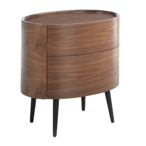 Mesita de noche nogal y acero negro Angel Cerdá