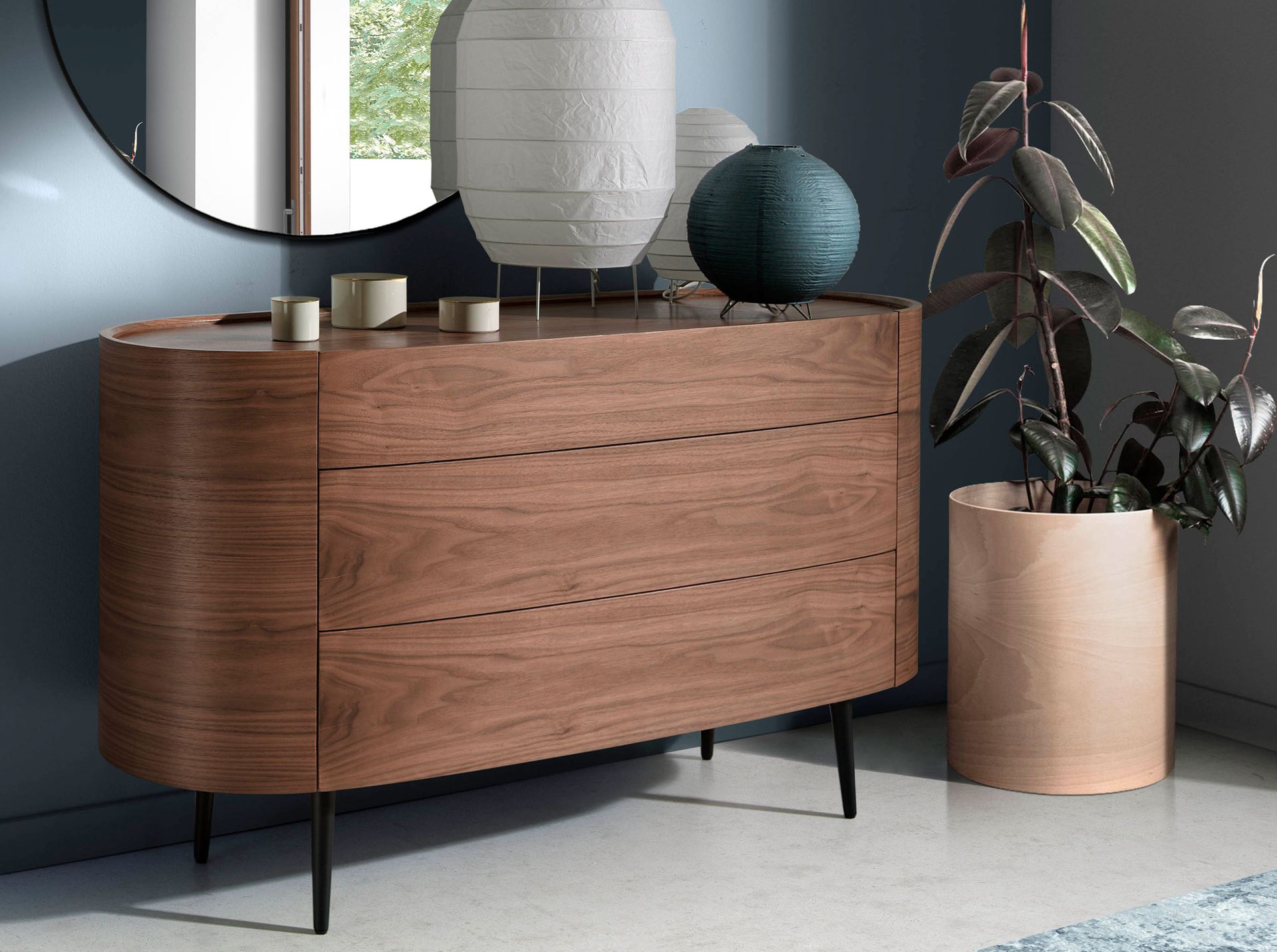 Cómoda nogal y acero negro - Imagen 5