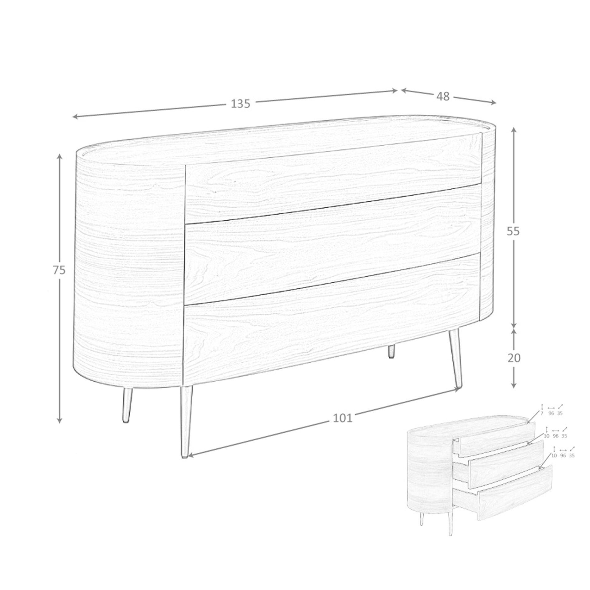 Cómoda nogal y acero negro - Imagen 9