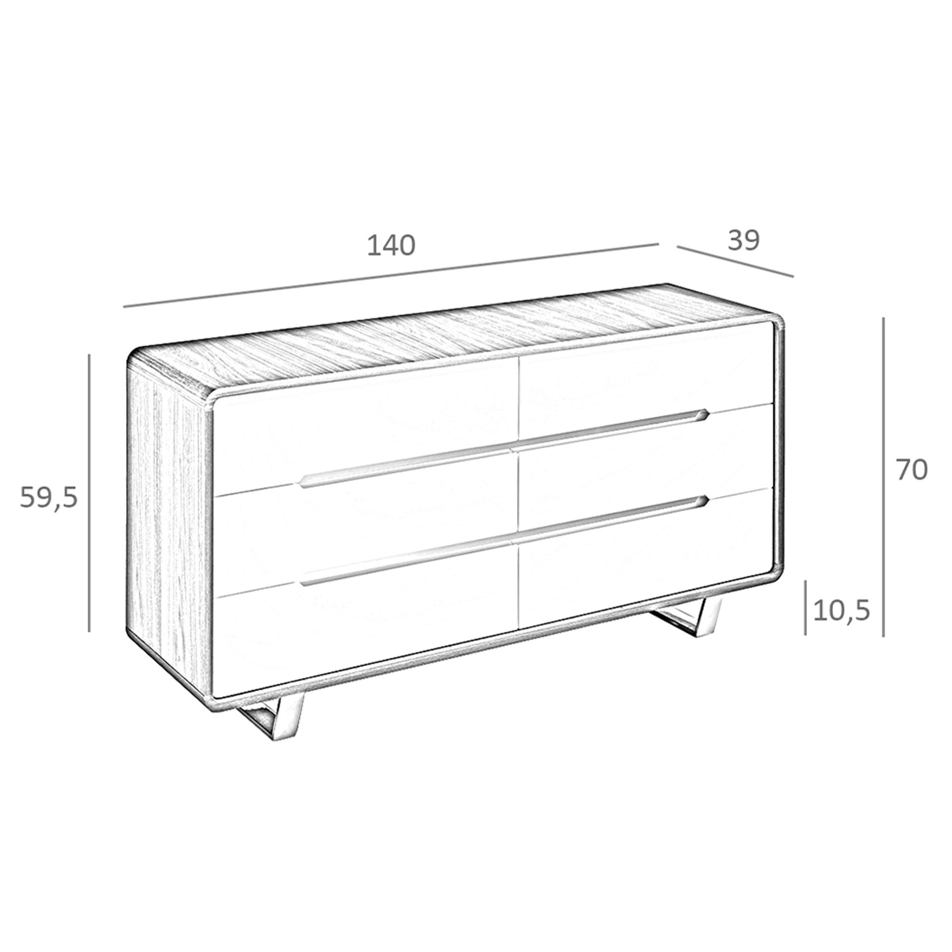 Cómoda madera blanco, nogal y acero cromado - Imagen 7