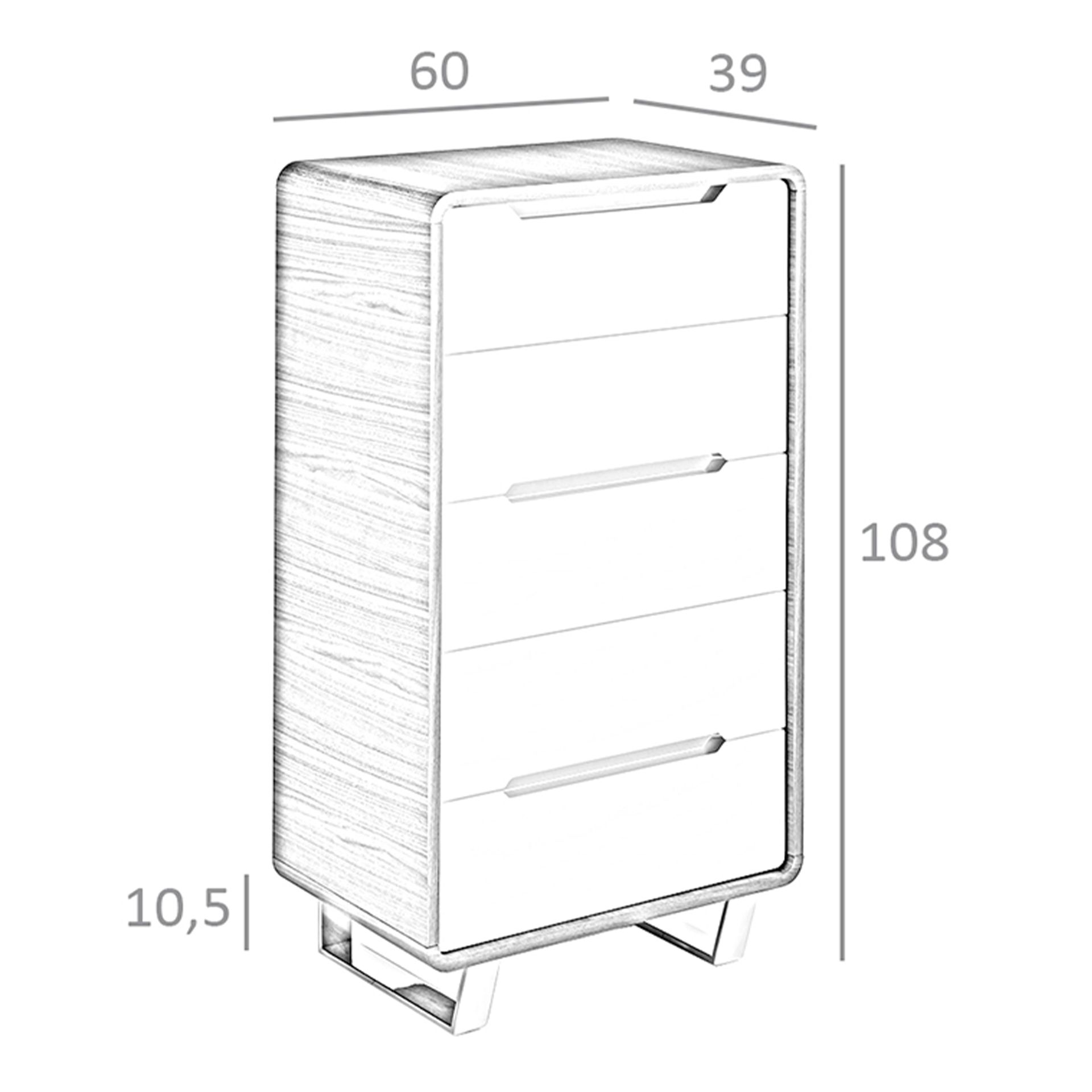 Chifonier madera blanco, nogal y acero cromado - Imagen 7
