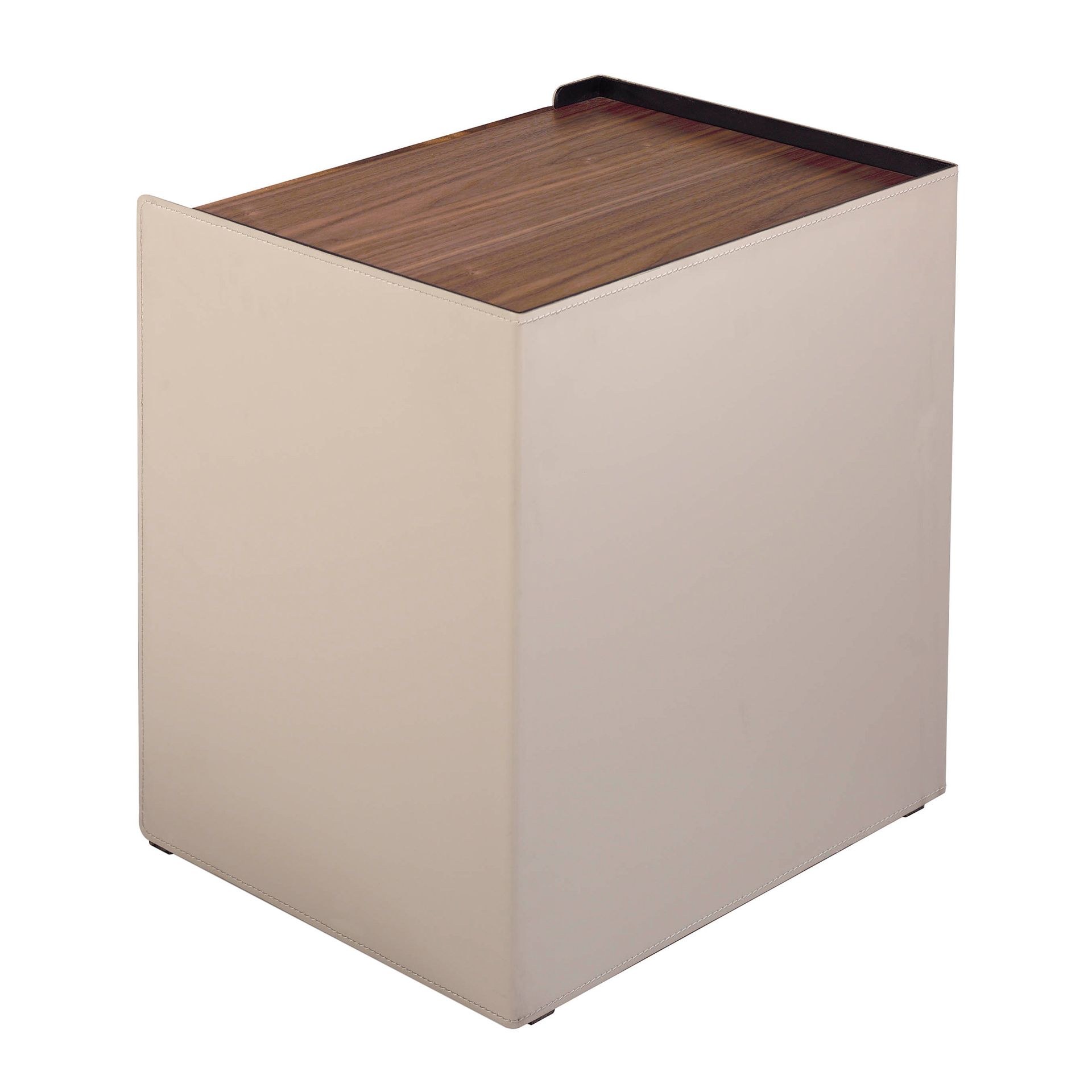 Mesita de noche polipiel, nogal y acero negro - Imagen 6