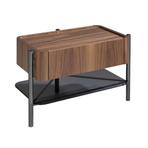 Mesita de noche nogal y acero oscuro Angel Cerdá