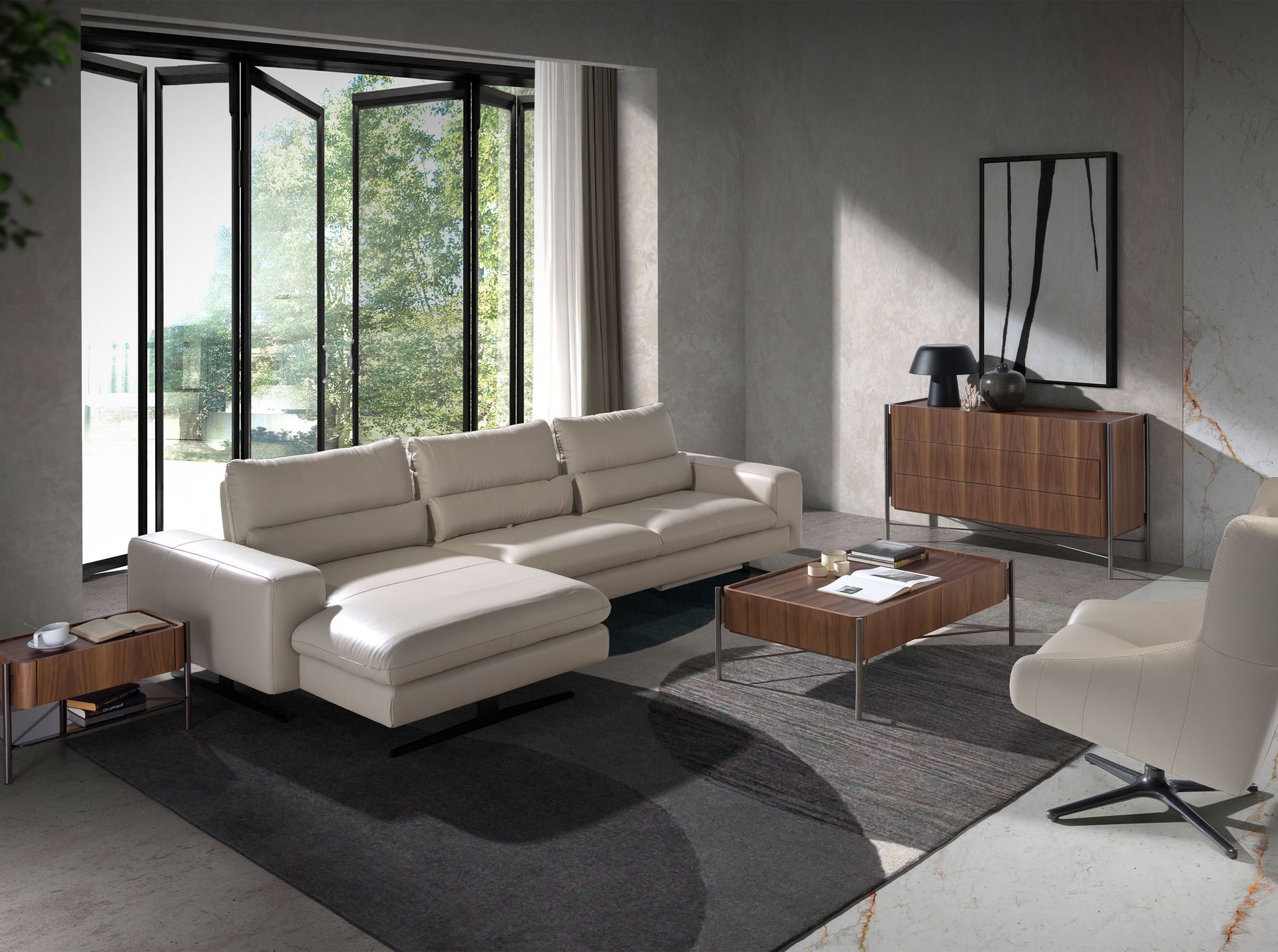 Cómoda nogal y acero oscuro - Imagen 4