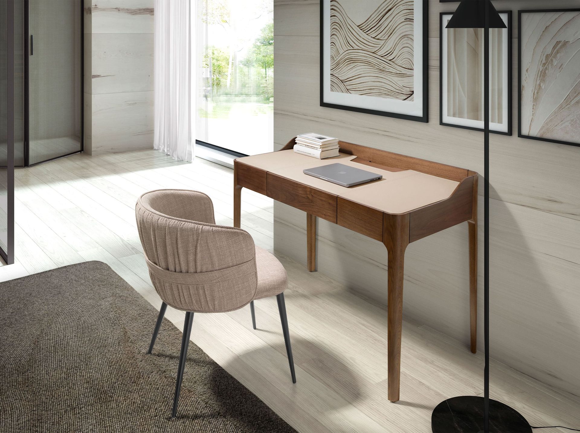 Escritorio tocador polipiel y nogal - Imagen 3