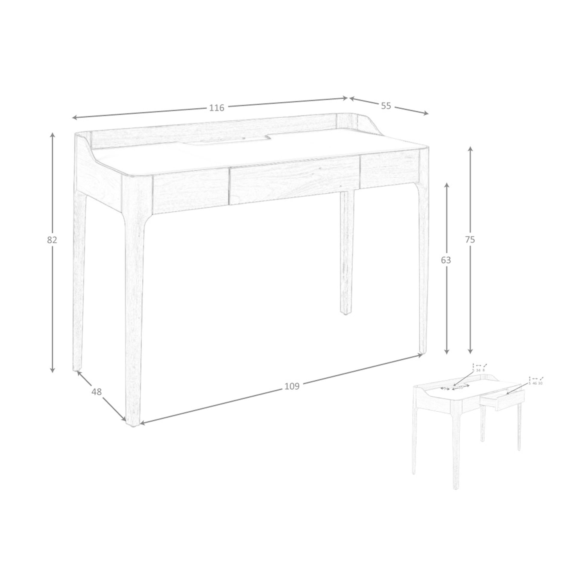 Escritorio tocador polipiel y nogal - Imagen 9