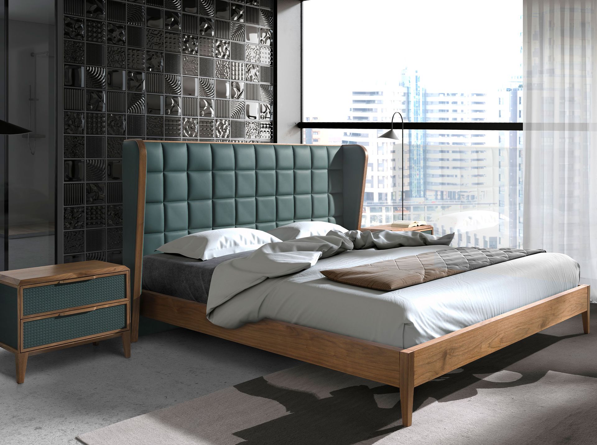 Cama polipiel color verde oscuro - Imagen 3