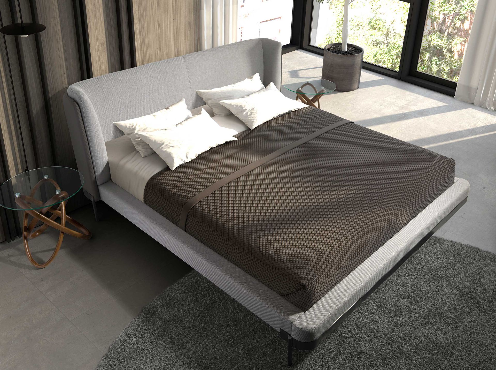 Cama tela color gris claro - Imagen 3