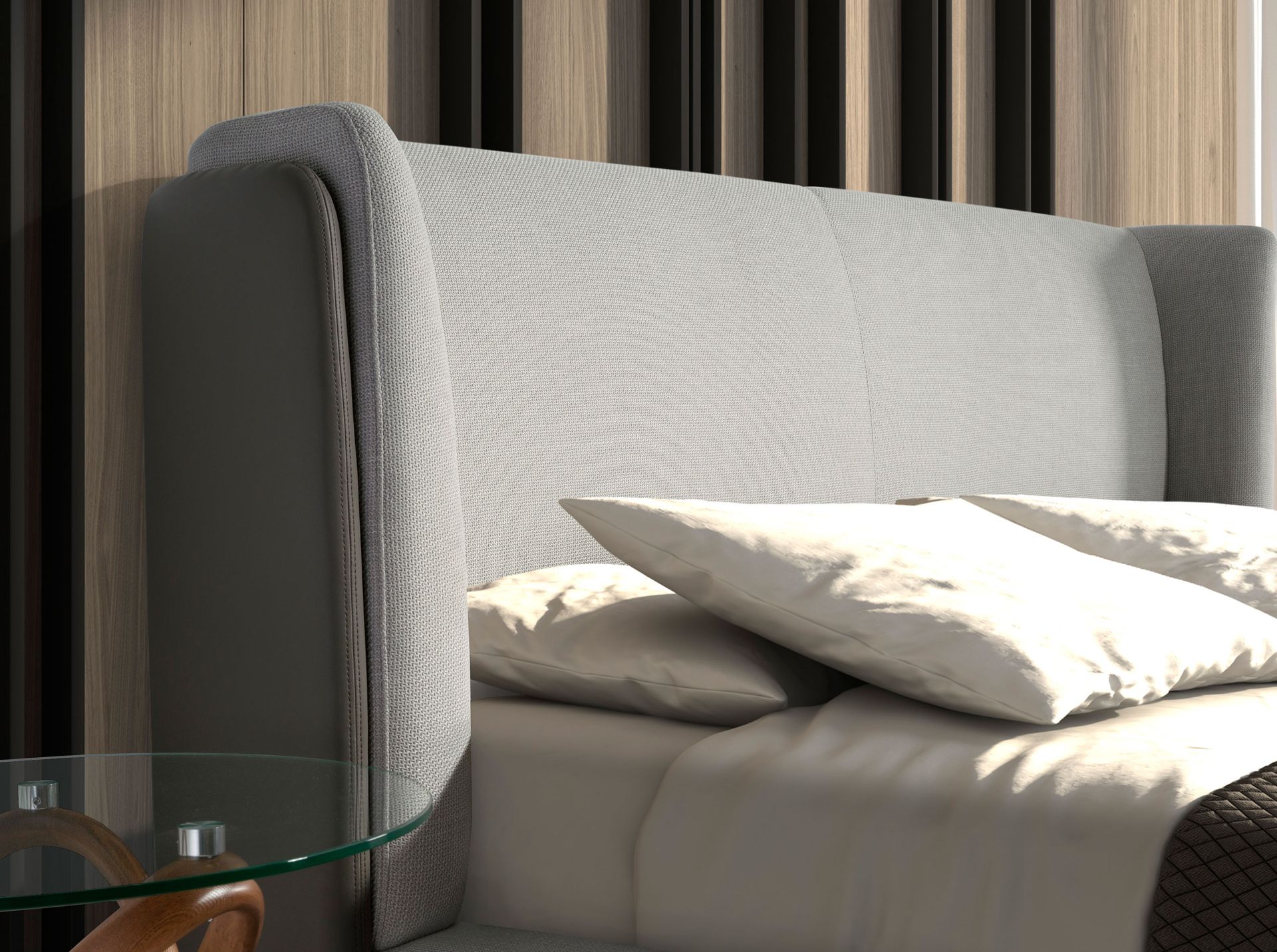 Cama tela color gris claro - Imagen 7