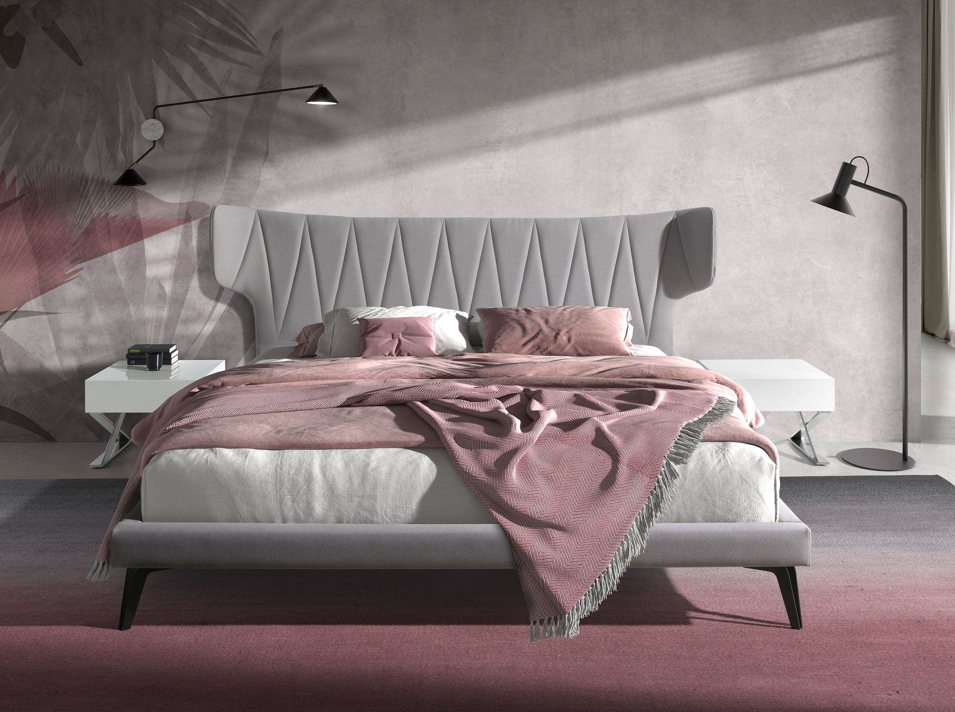Cama tela color gris claro - Imagen 3