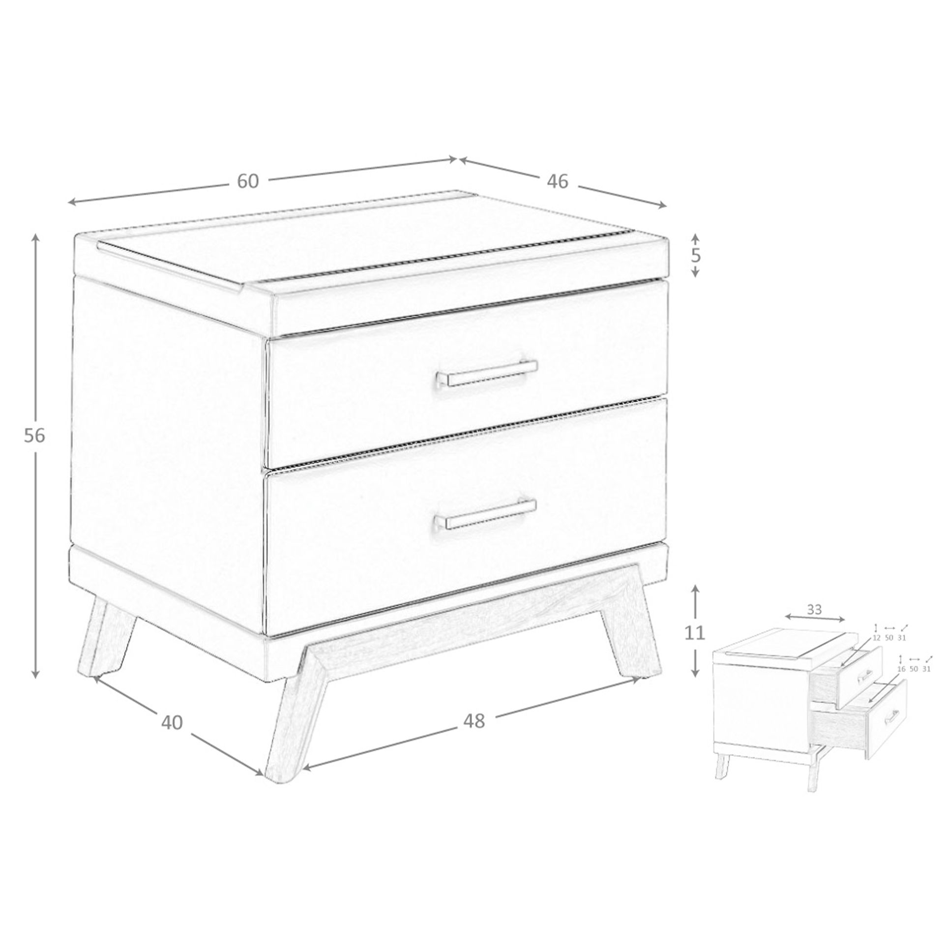 Mesita de noche polipiel y nogal con tapa de cristal negro - Imagen 9