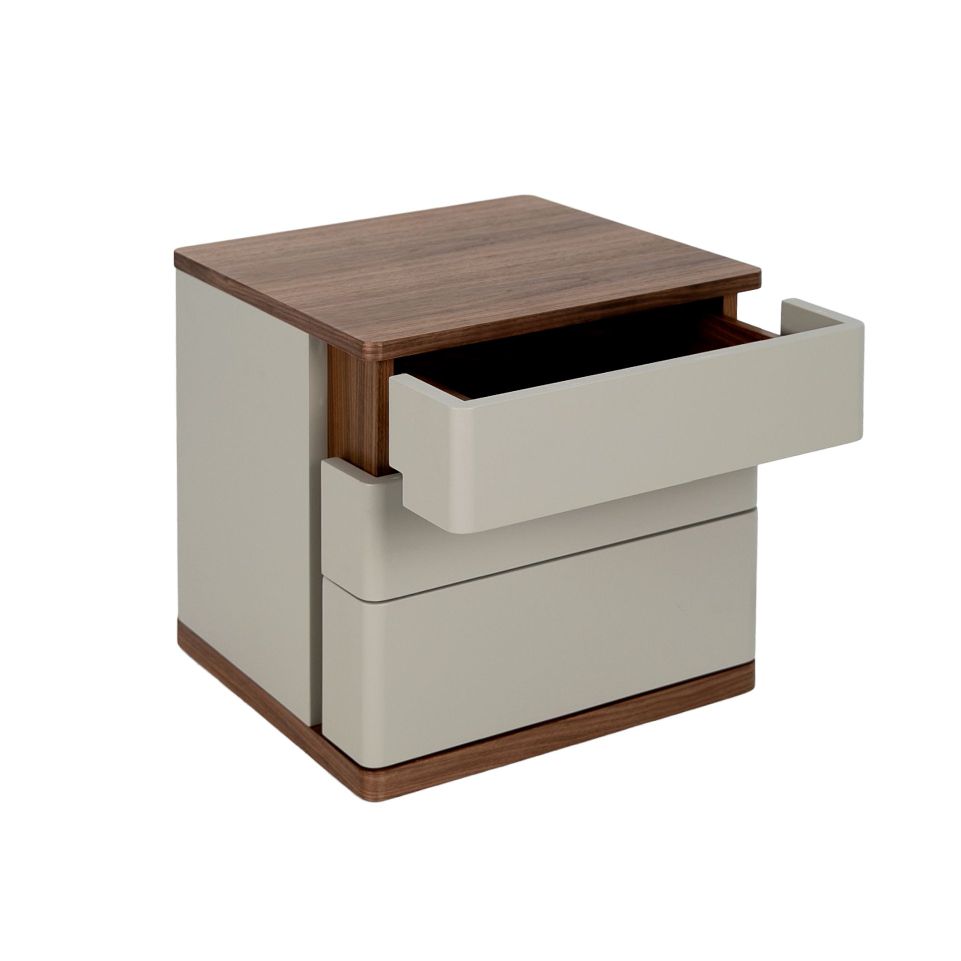 Mesita de noche madera gris y nogal - Imagen 8