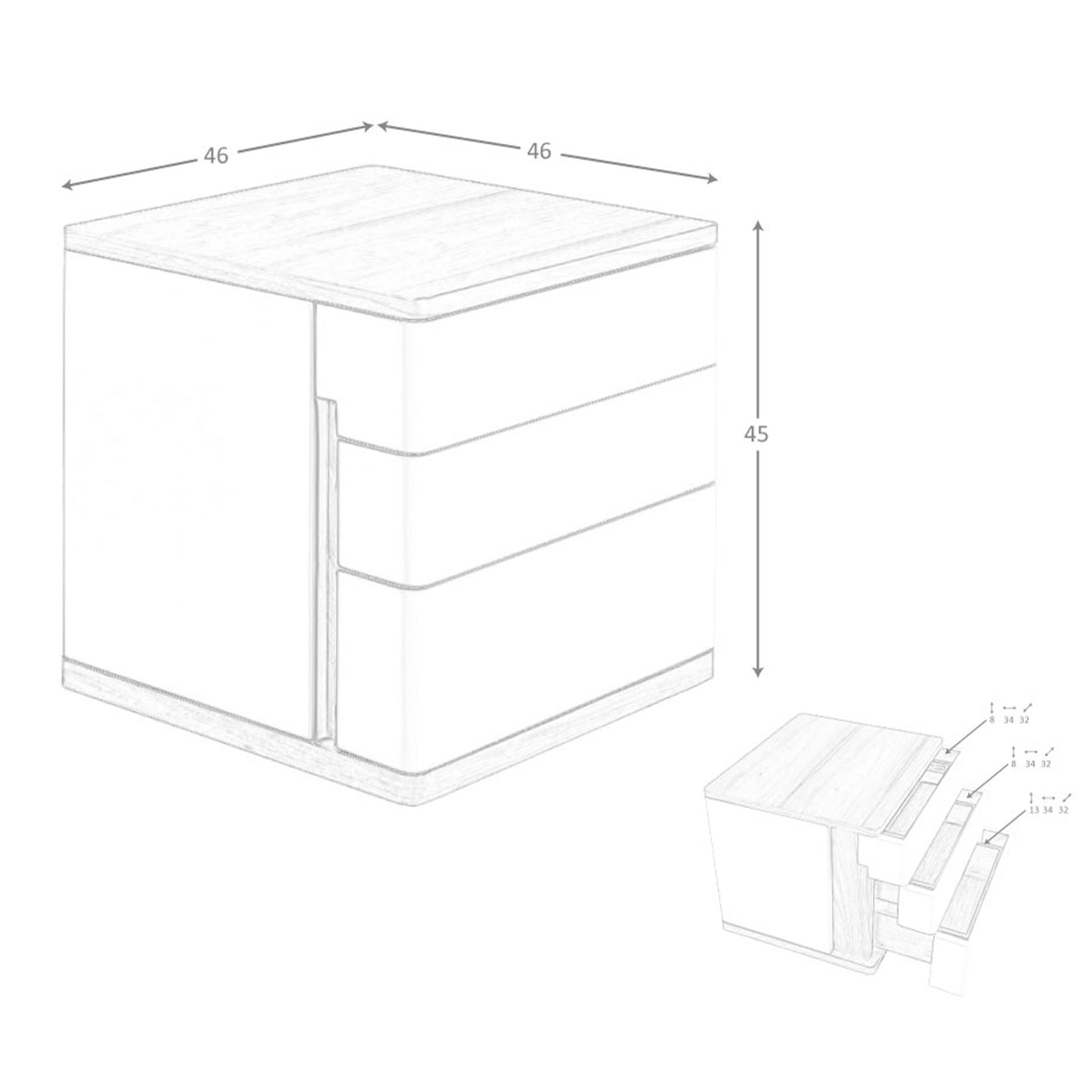 Mesita de noche madera gris y nogal - Imagen 9