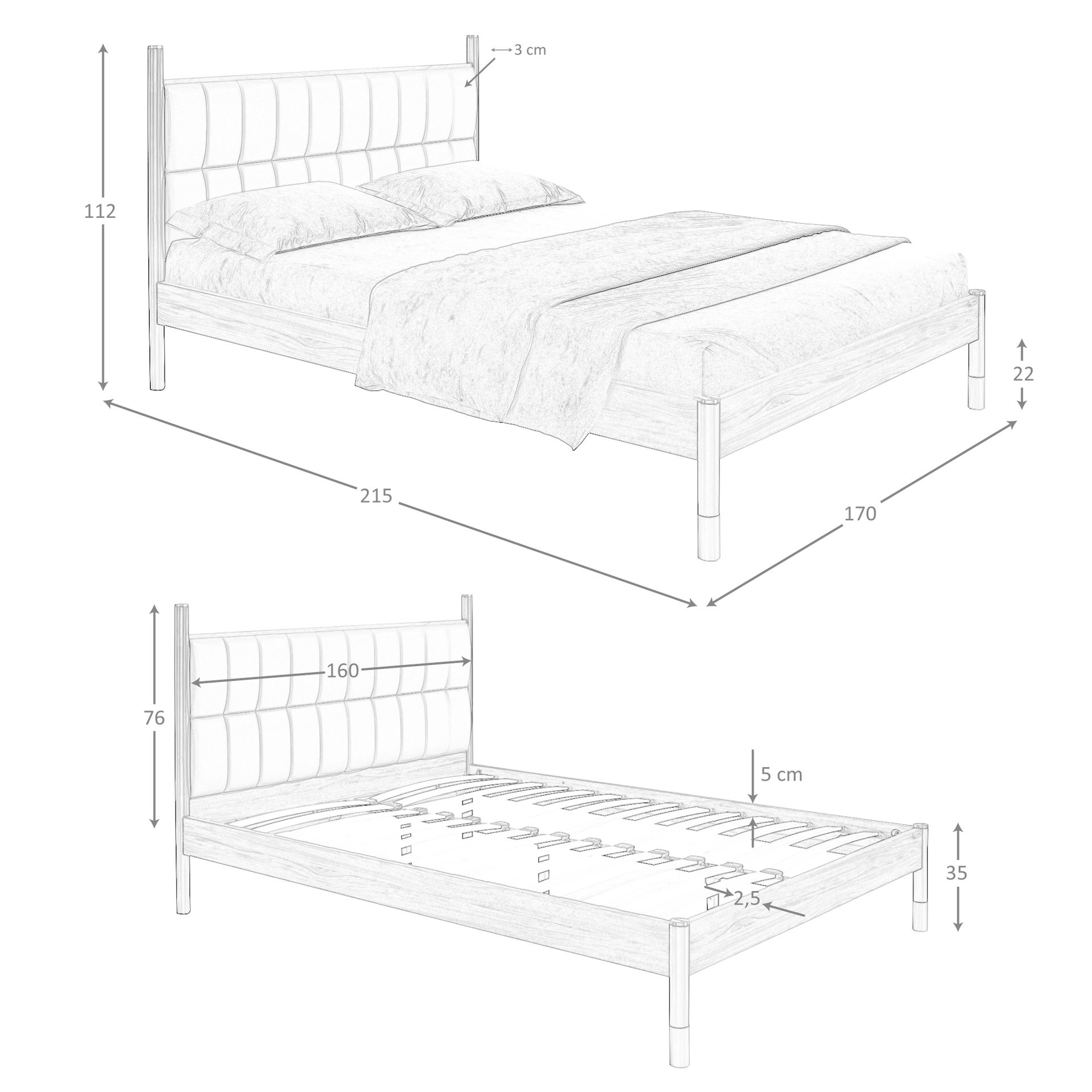 Cama polipiel color gris oscuro - Imagen 9