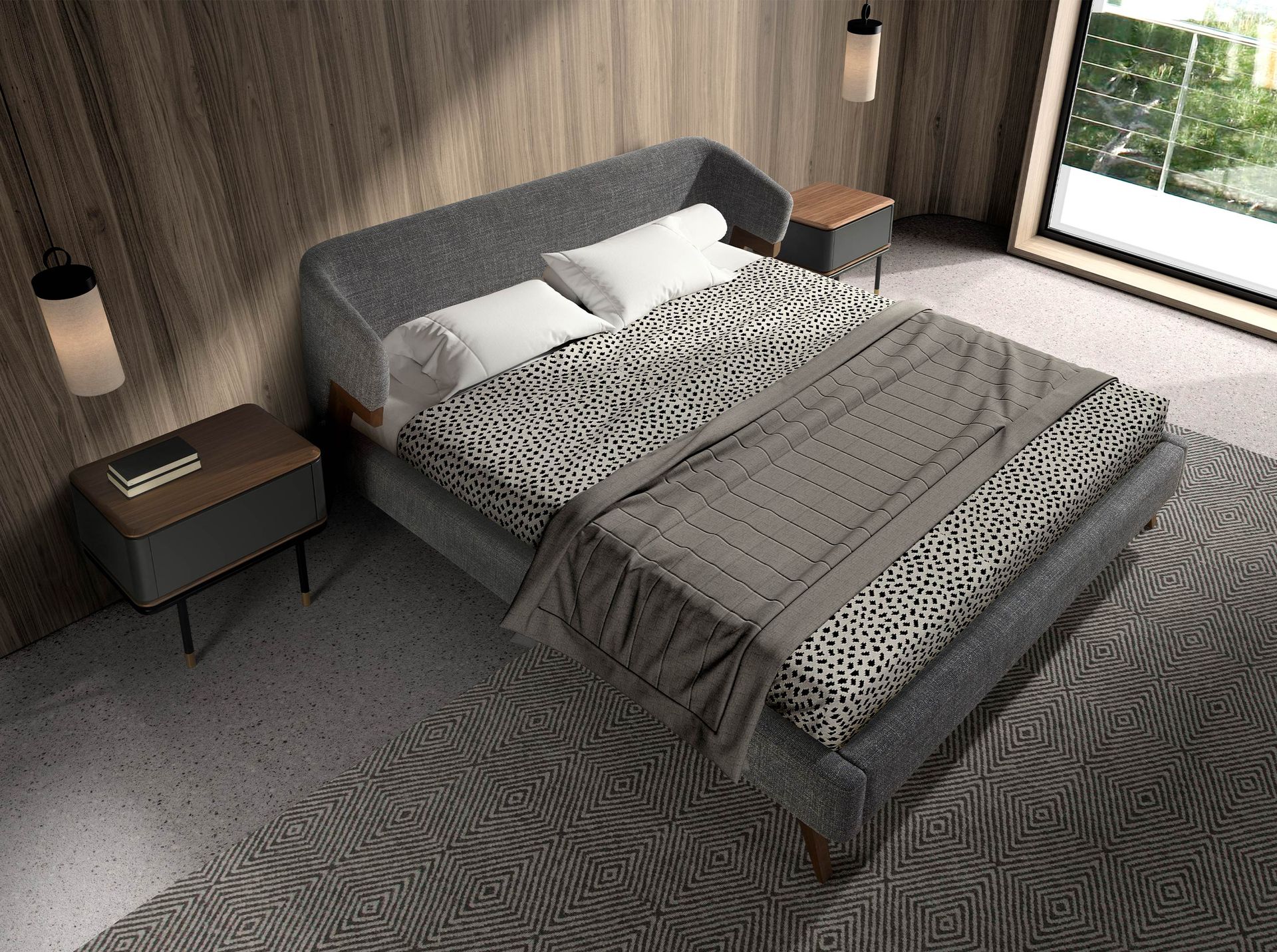 Cama tela color gris - Imagen 3